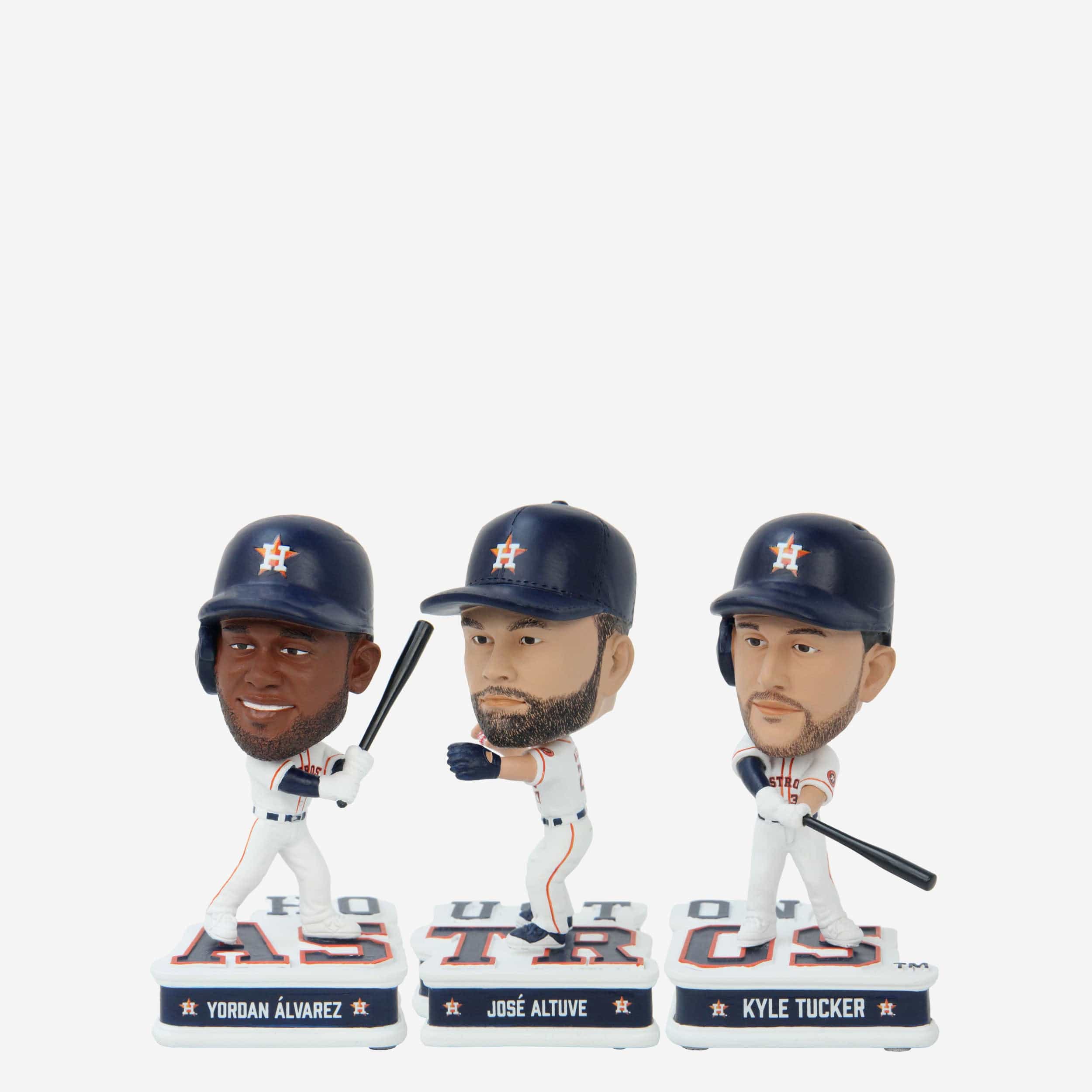 Jose Altuve & Kyle Tucker & Yordan Alvarez Houston Astros Connecting Base 3 Pack Mini Bighead Bobblehead Set