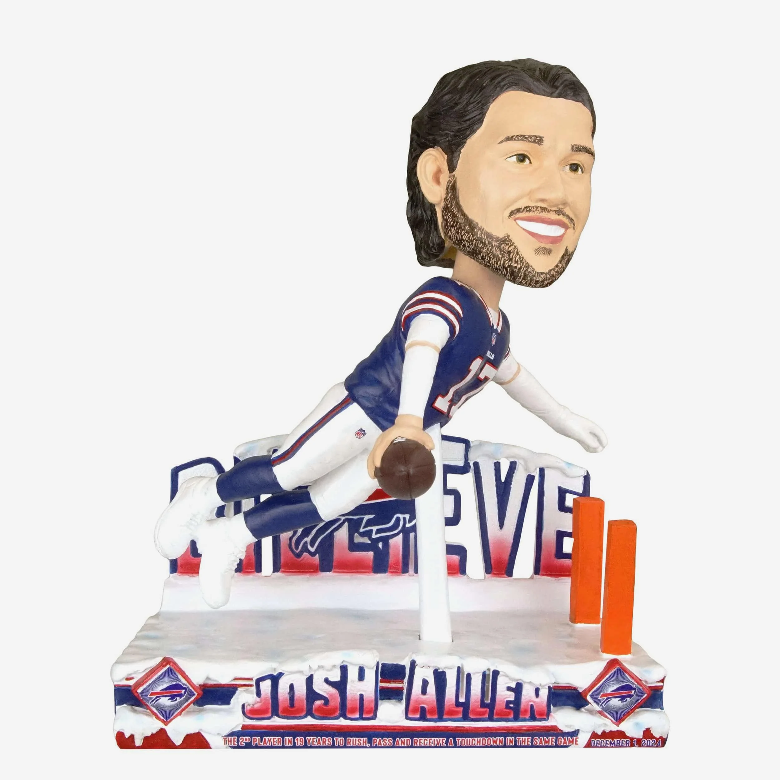 Josh Allen Buffalo Bills Rushing & Receiving & Throwing Touchdown Milestone Bobblehead