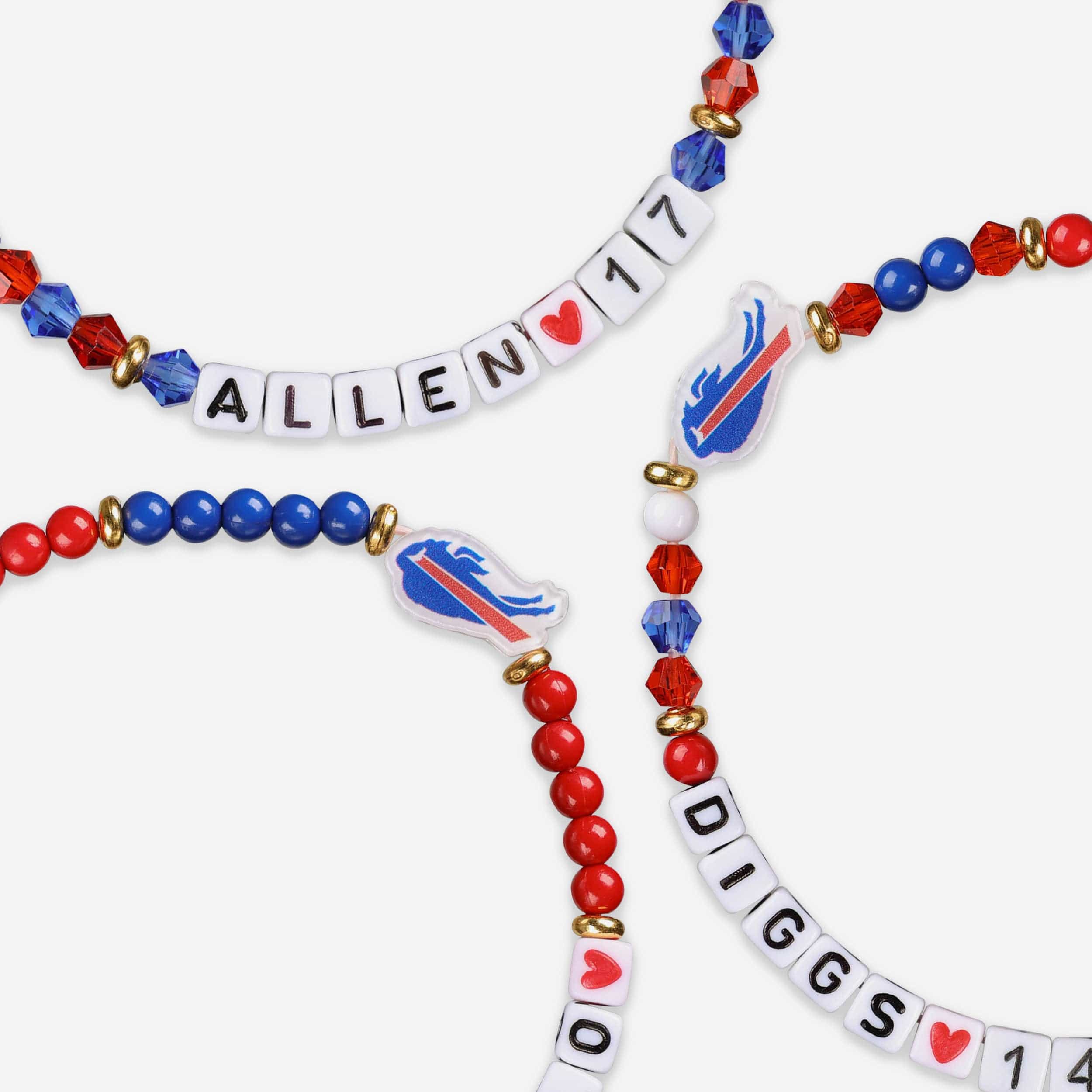 Josh Allen & Stefon Diggs Buffalo Bills 3 Pack Player Friendship Bracelet - Image 2