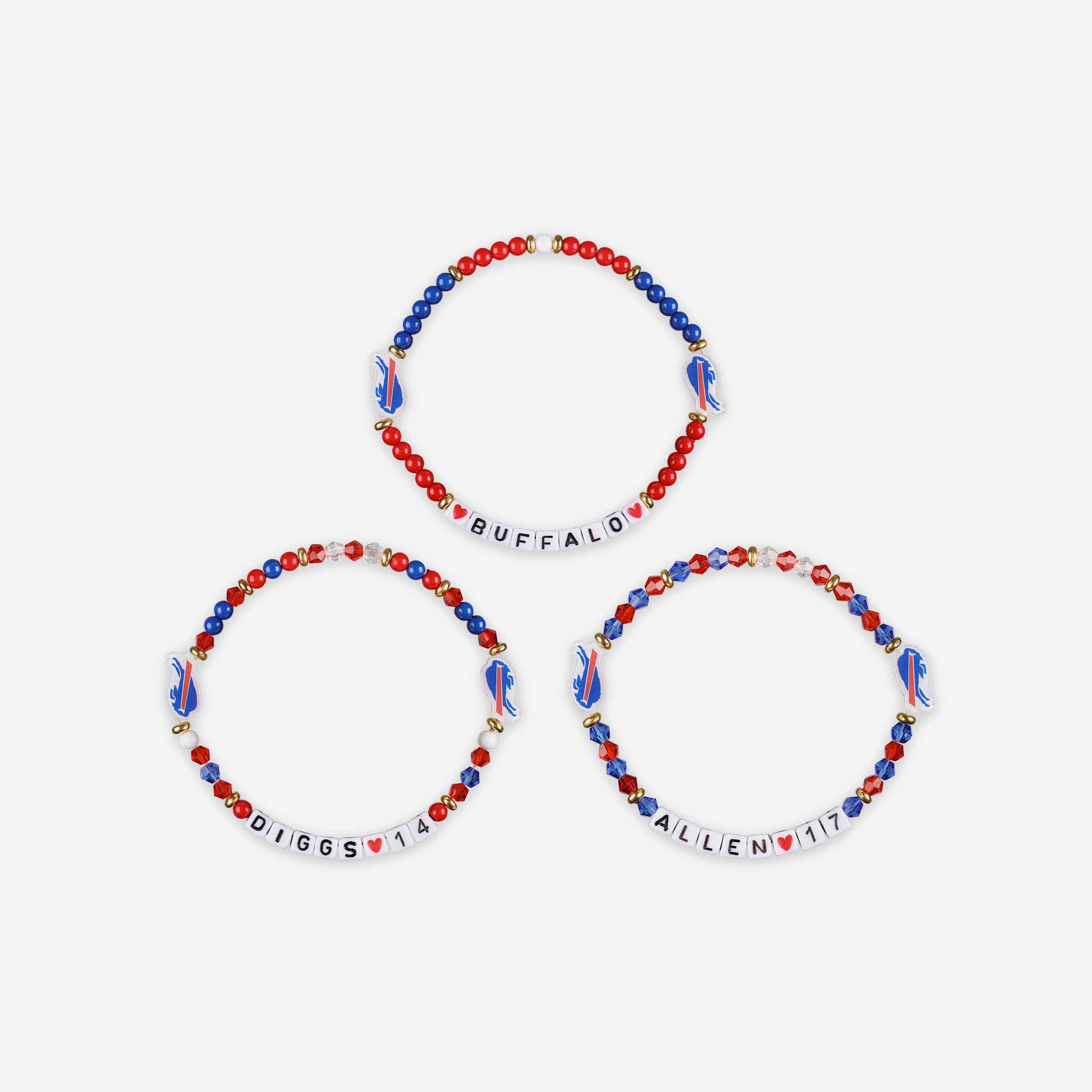 Josh Allen & Stefon Diggs Buffalo Bills 3 Pack Player Friendship Bracelet - Image 3