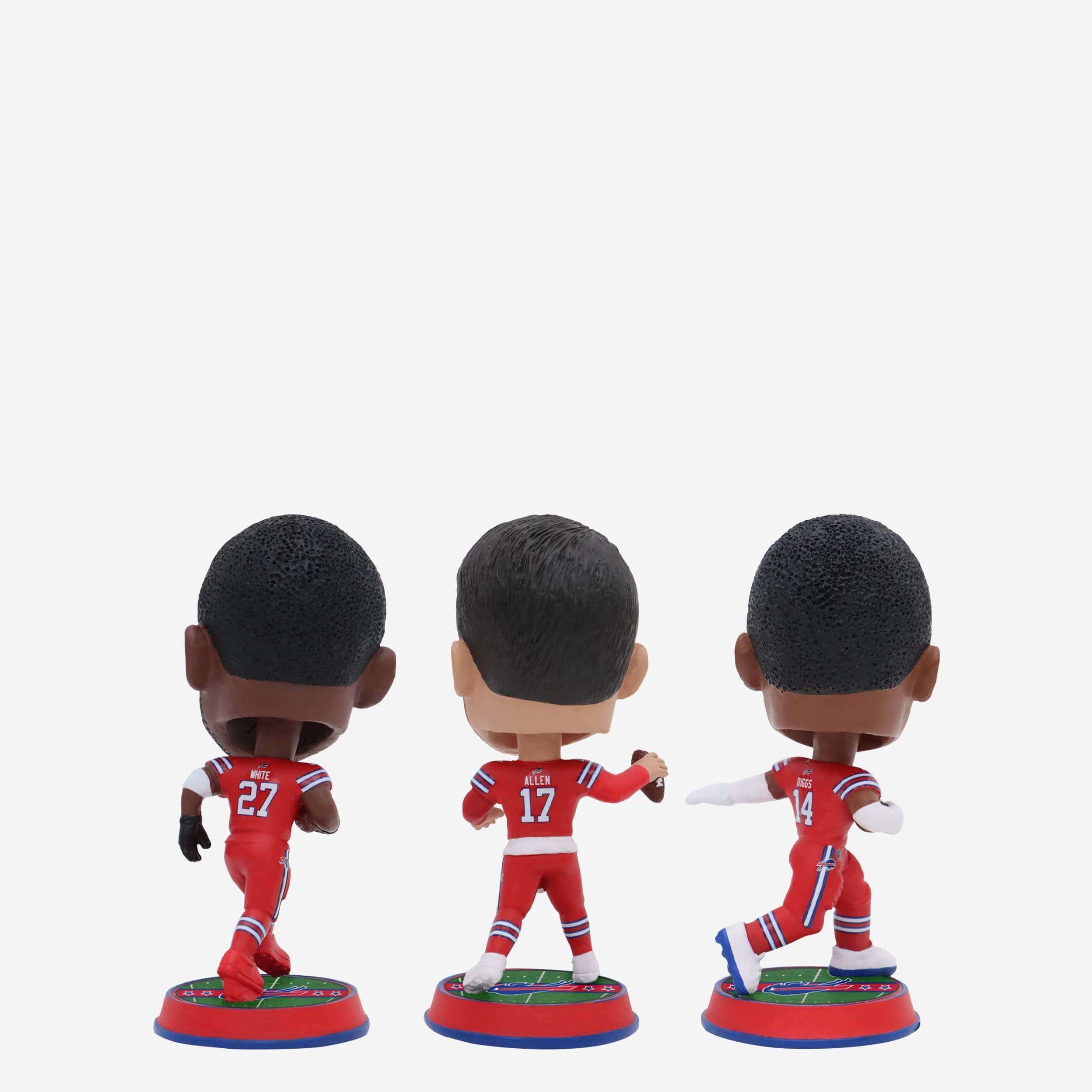 Josh Allen & Stefon Diggs & Tre'Davious White Buffalo Bills 3 Pack Field Stripe Mini Bighead Bobblehead Set - Image 2