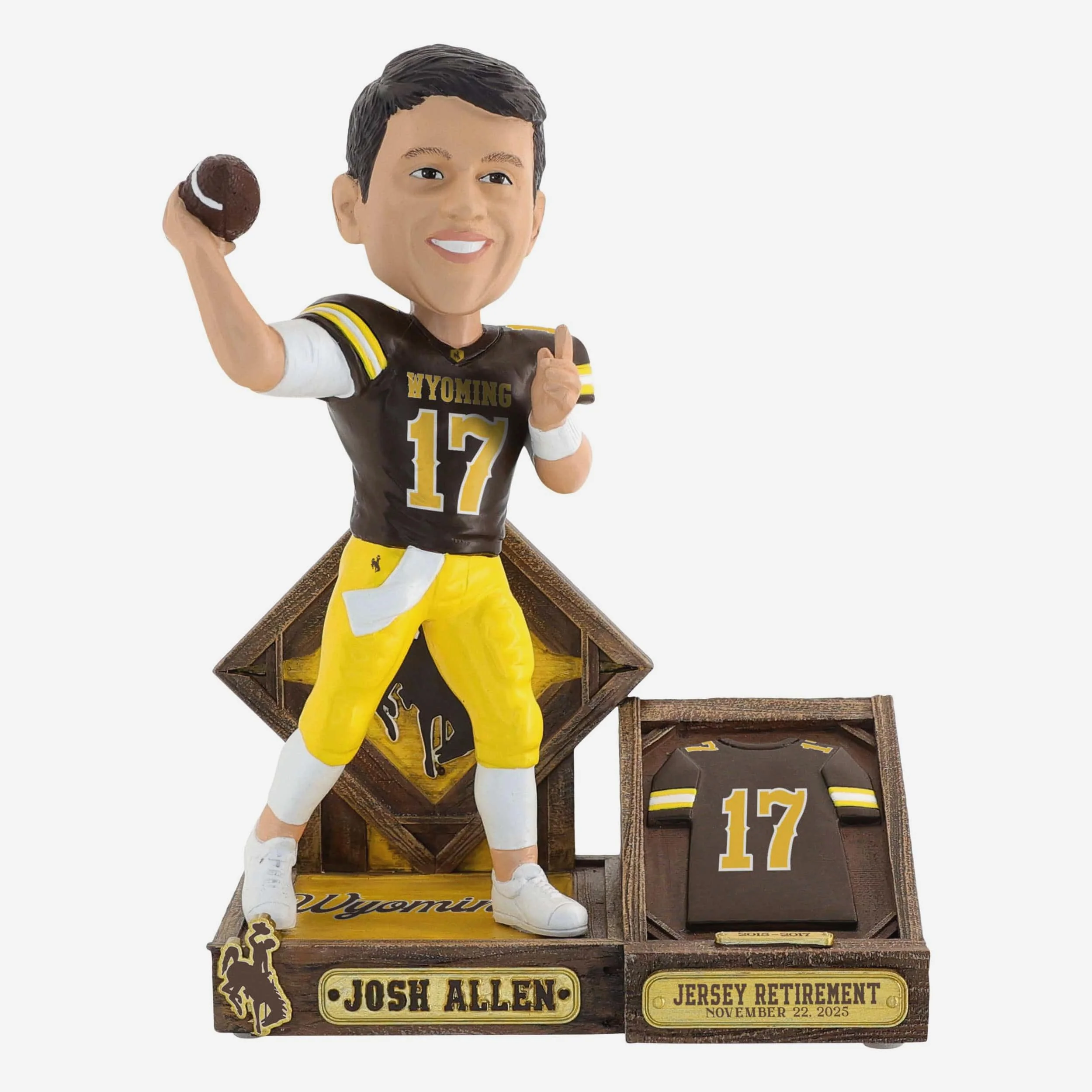 Josh Allen Wyoming Cowboys Jersey Retirement Bobblehead