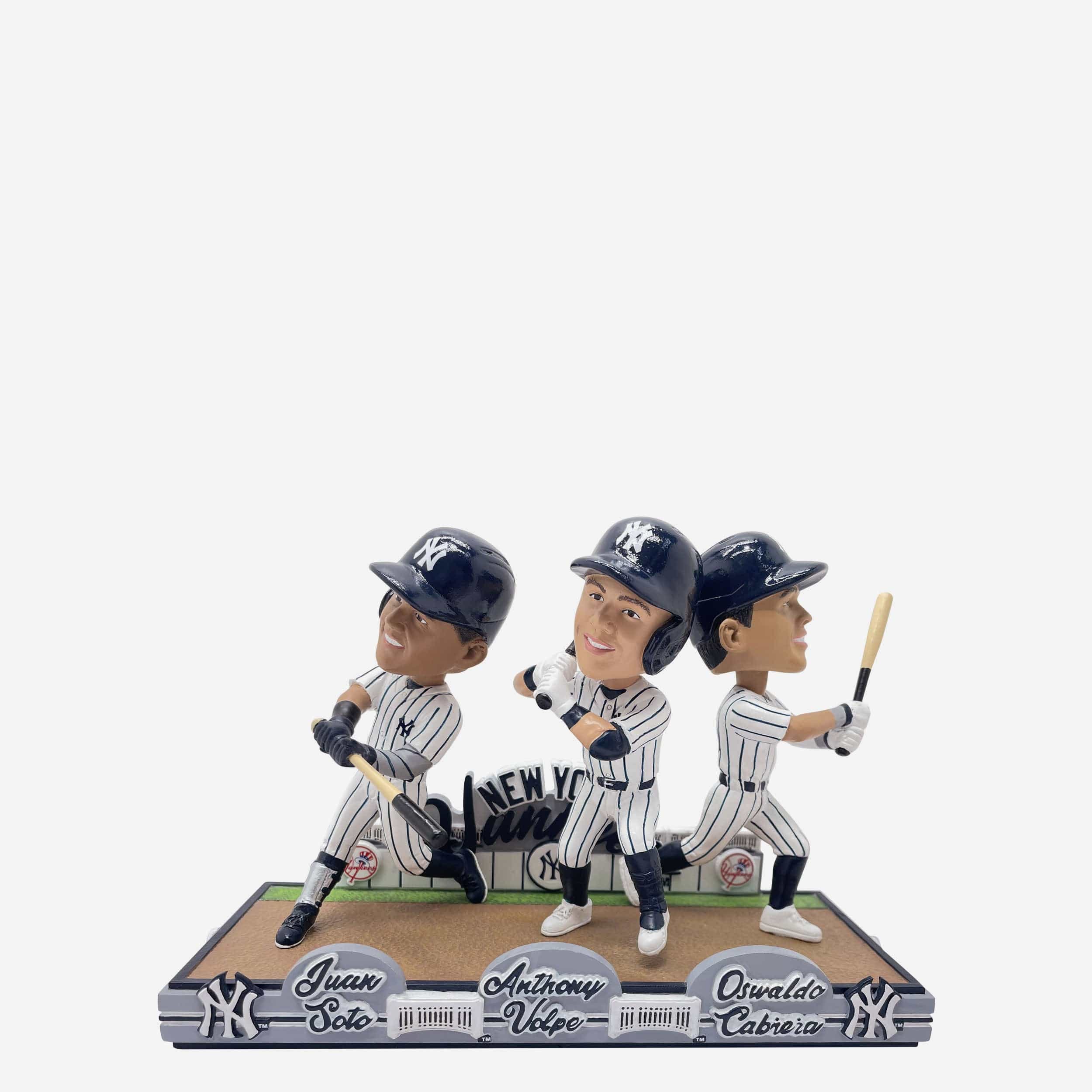 Juan Soto & Anthony Volpe & Oswaldo Cabrera New York Yankees Mini Bobblehead Scene