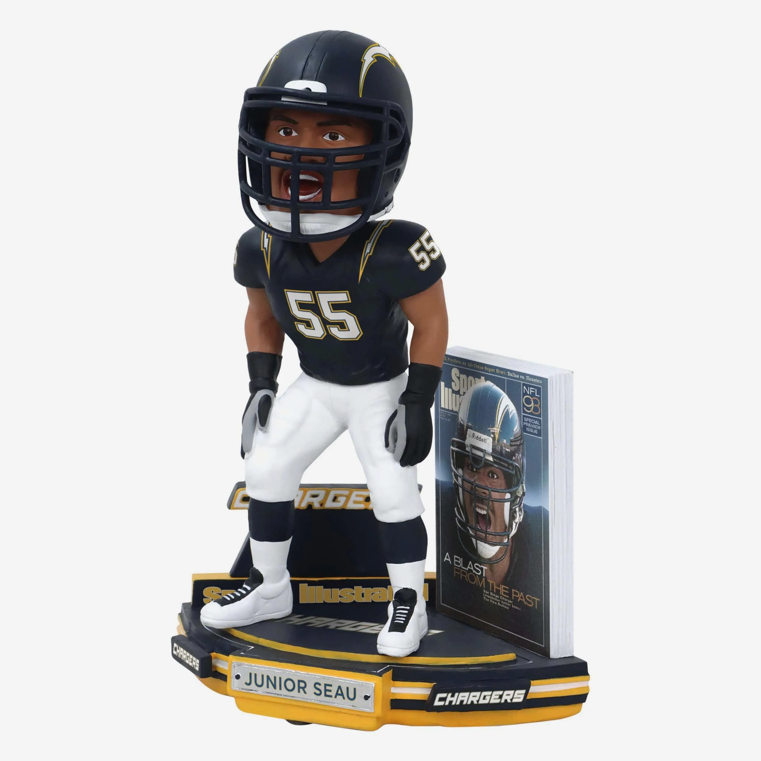 Junior Seau Los Angeles Chargers Blast from the Past Sports Illustrated Cover Bobblehead - Image 4