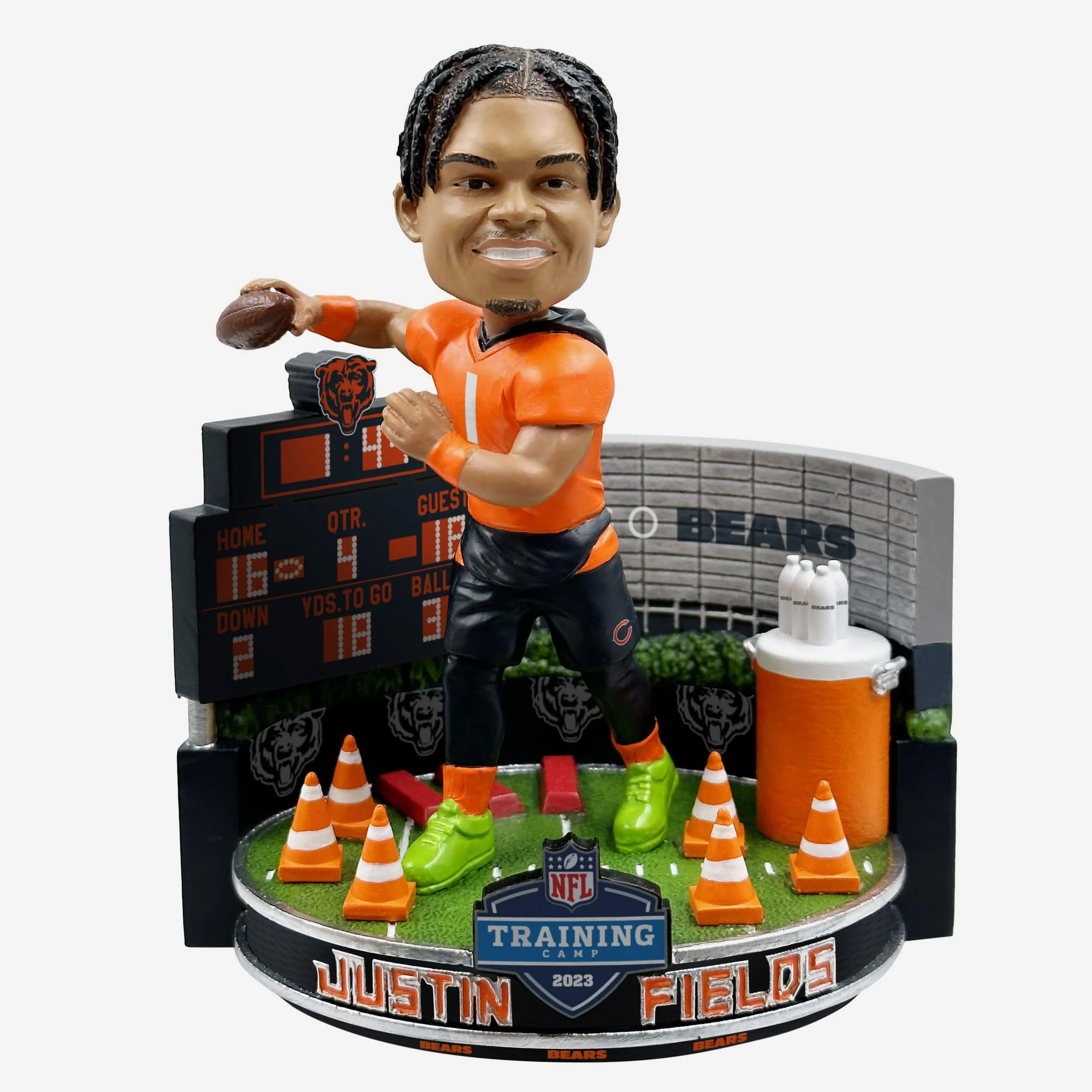 Justin Fields Chicago Bears 2023 Training Camp Mini Bobblehead Scene