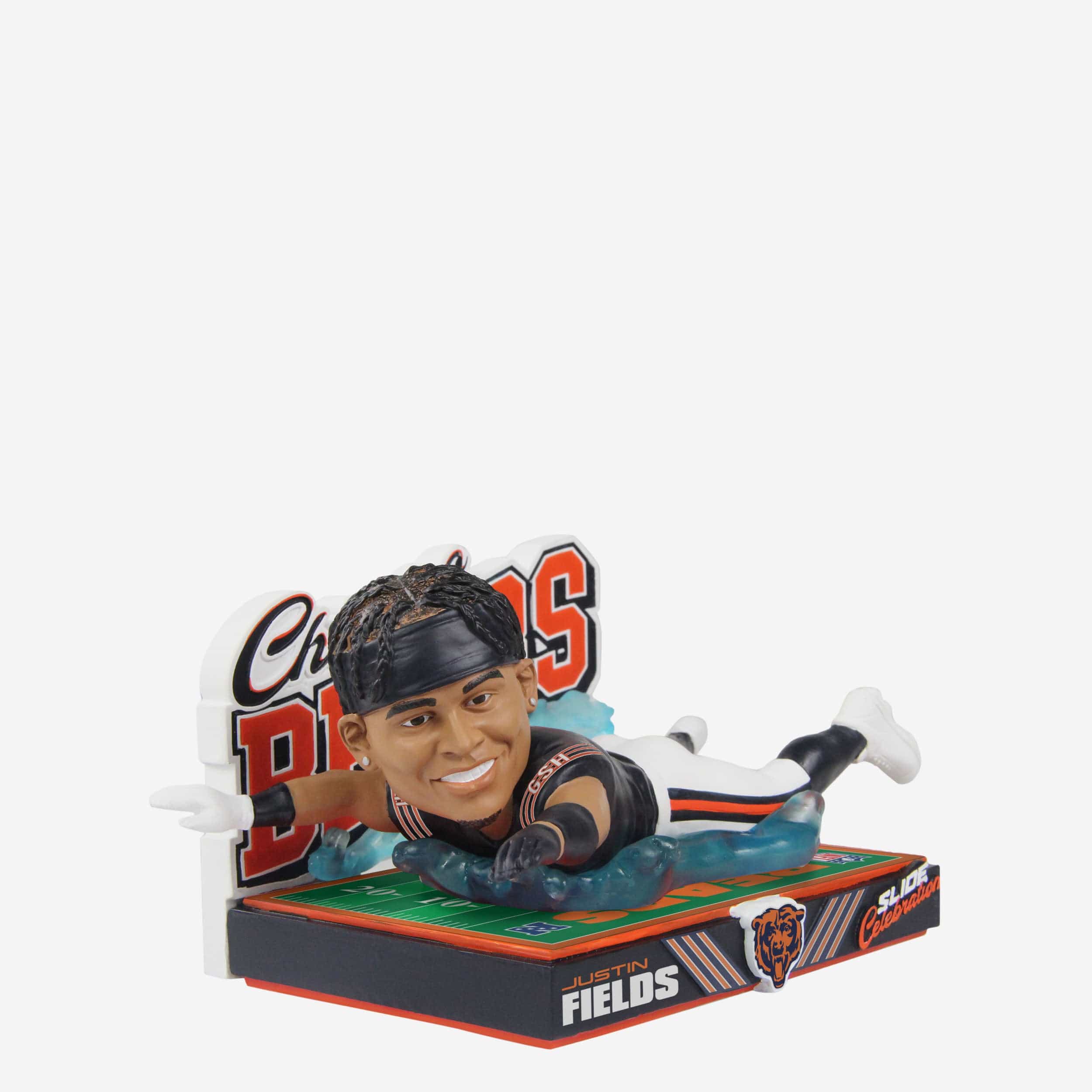 Justin Fields Chicago Bears Sliding In The Rain Victory Celebration Bobblehead - Image 4