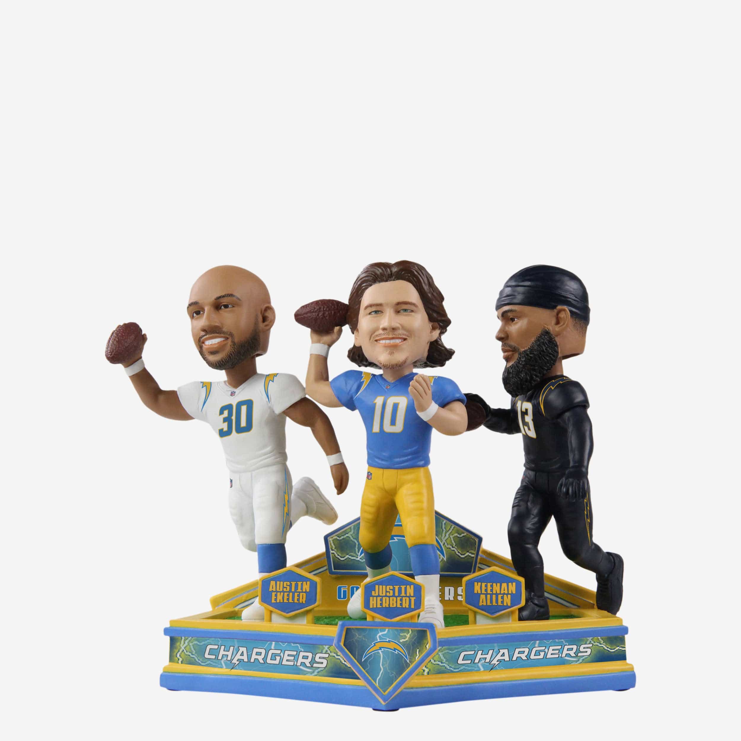 Justin Herbert & Austin Ekeler & Keenan Allen Los Angeles Chargers Triple Bobblehead