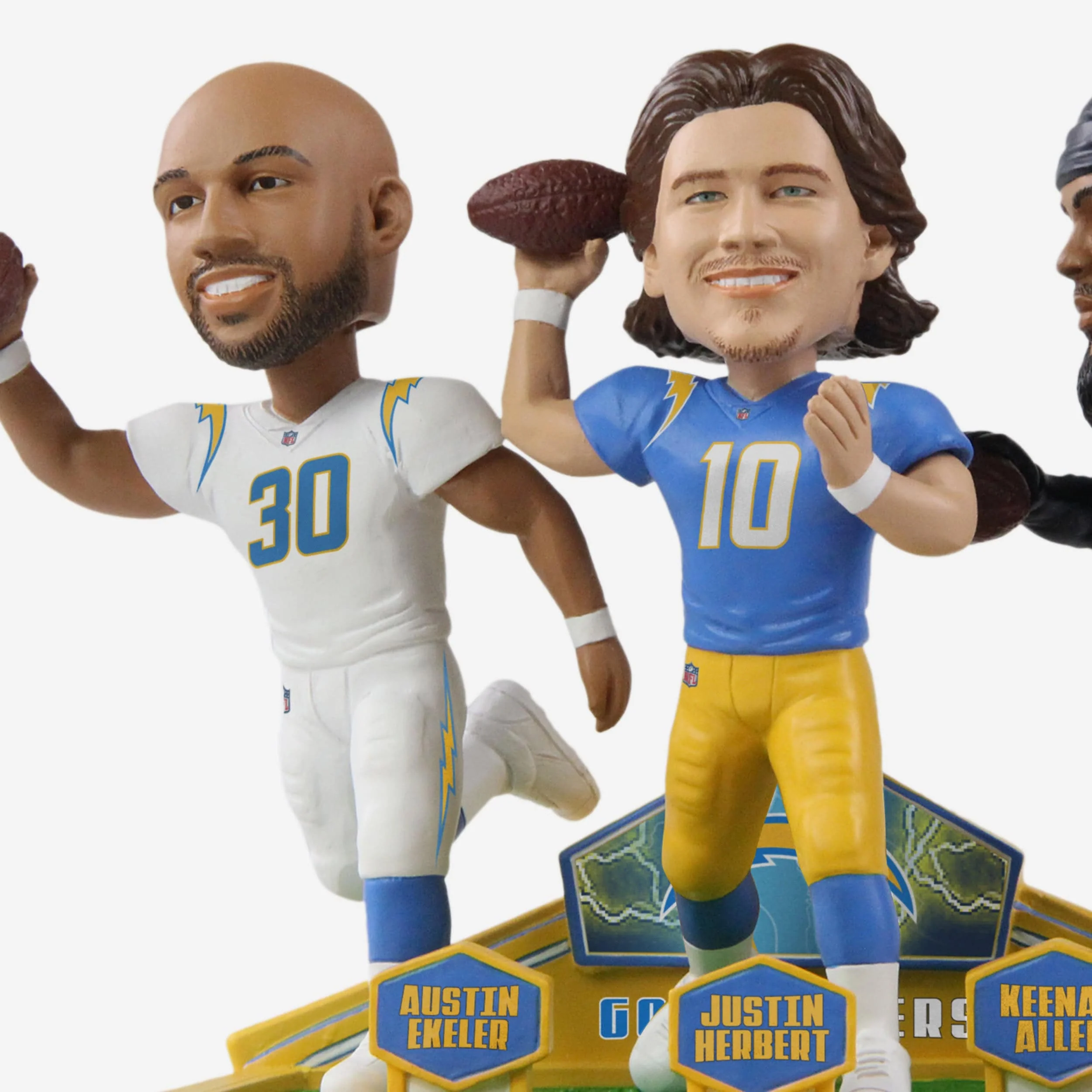 Justin Herbert & Austin Ekeler & Keenan Allen Los Angeles Chargers Triple Bobblehead - Image 2