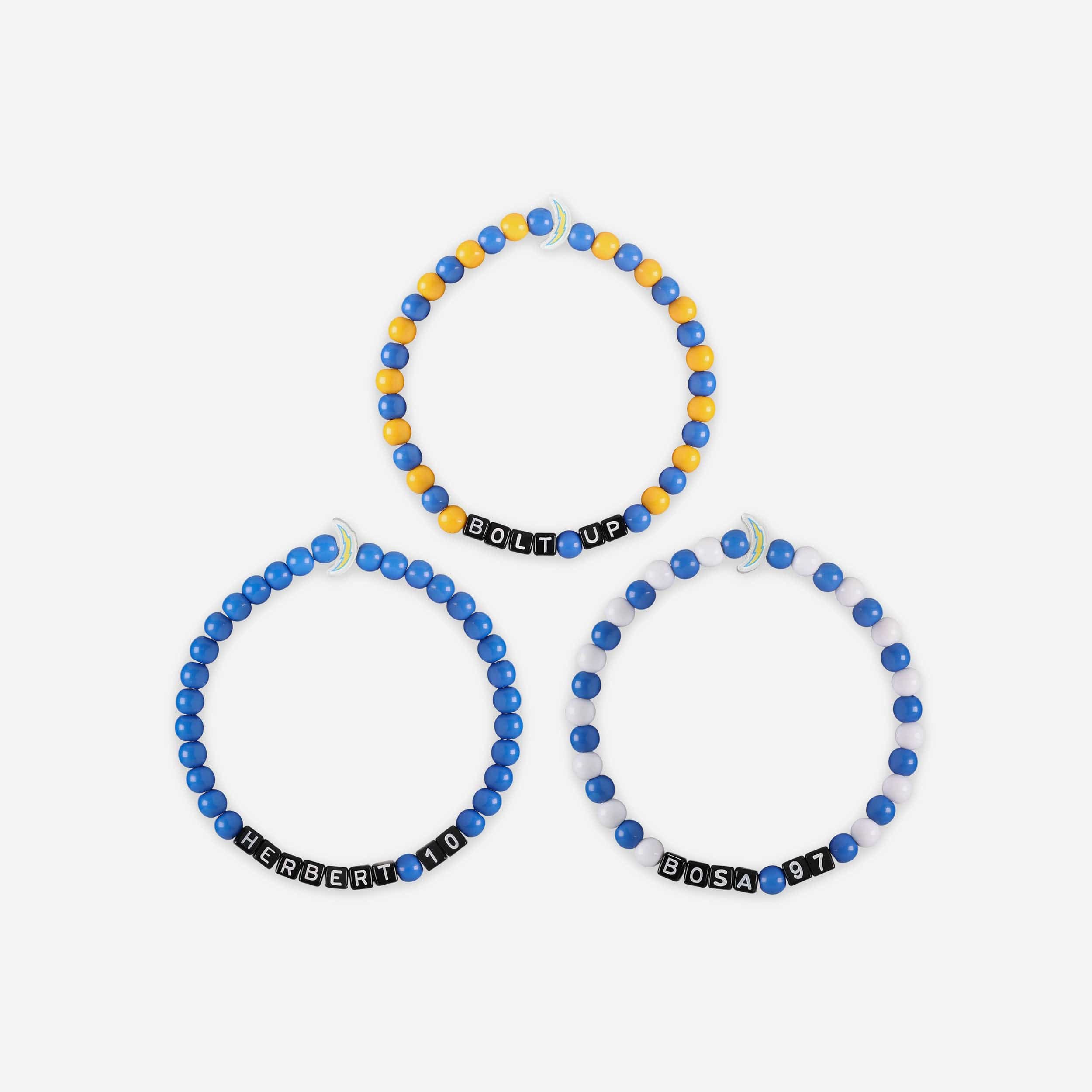 Justin Herbert & Joey Bosa Los Angeles Chargers 3 Pack Player Beaded Friendship Bracelet - Image 3