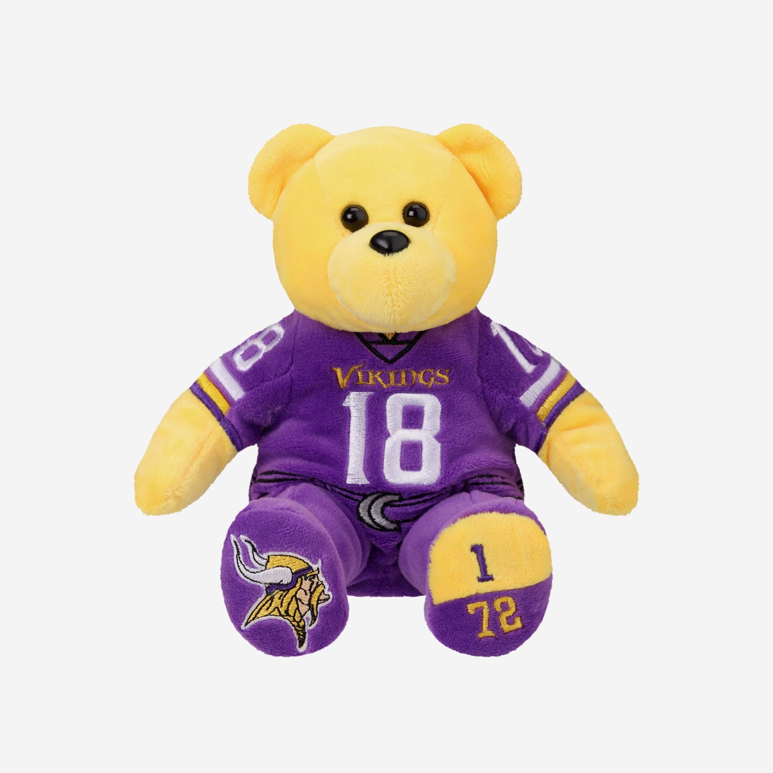 Justin Jefferson Minnesota Vikings Home Uniform Team Beans Embroidered Player Bear - Image 4