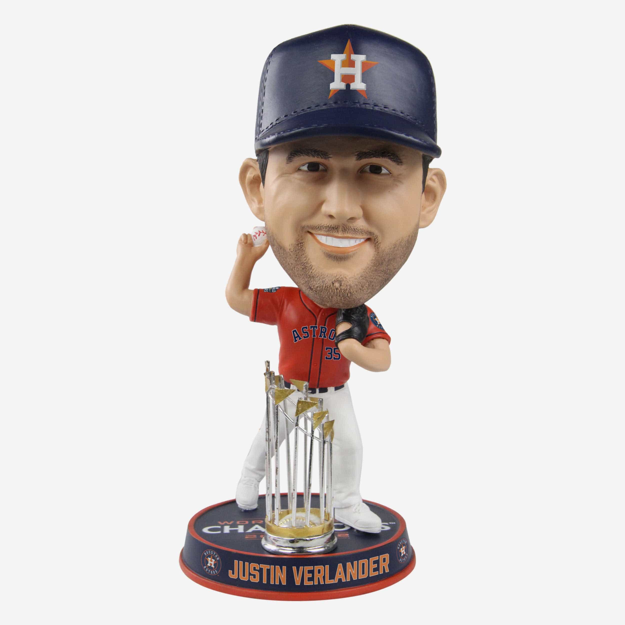Justin Verlander Houston Astros 2022 World Series Champions Orange Jersey Bighead Bobblehead