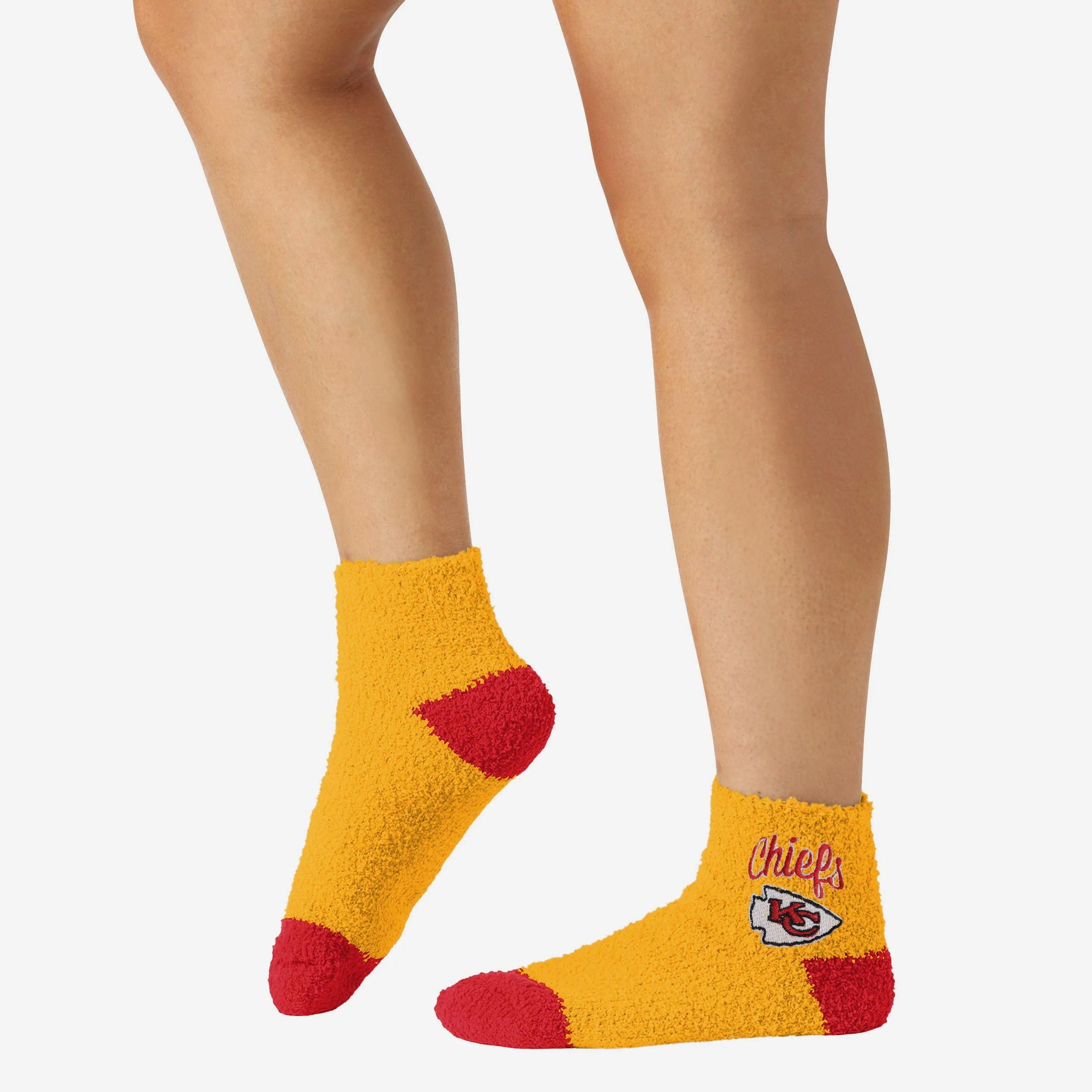Kansas City Chiefs 2 Pack Womens Script Logo Fuzzy Ankle Socks - Image 3