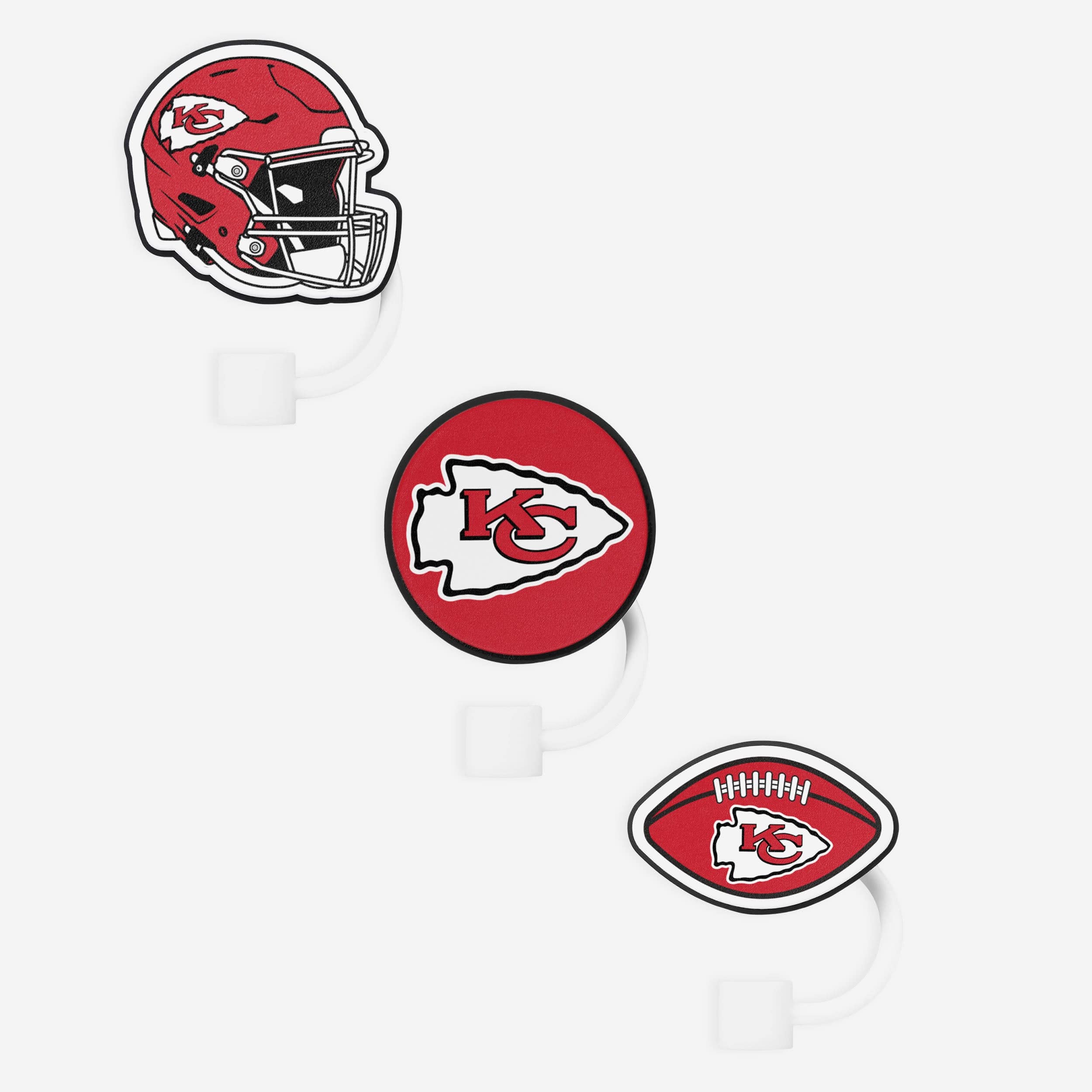 Kansas City Chiefs 3 Pack Primary Logo Straw Toppers - Image 3