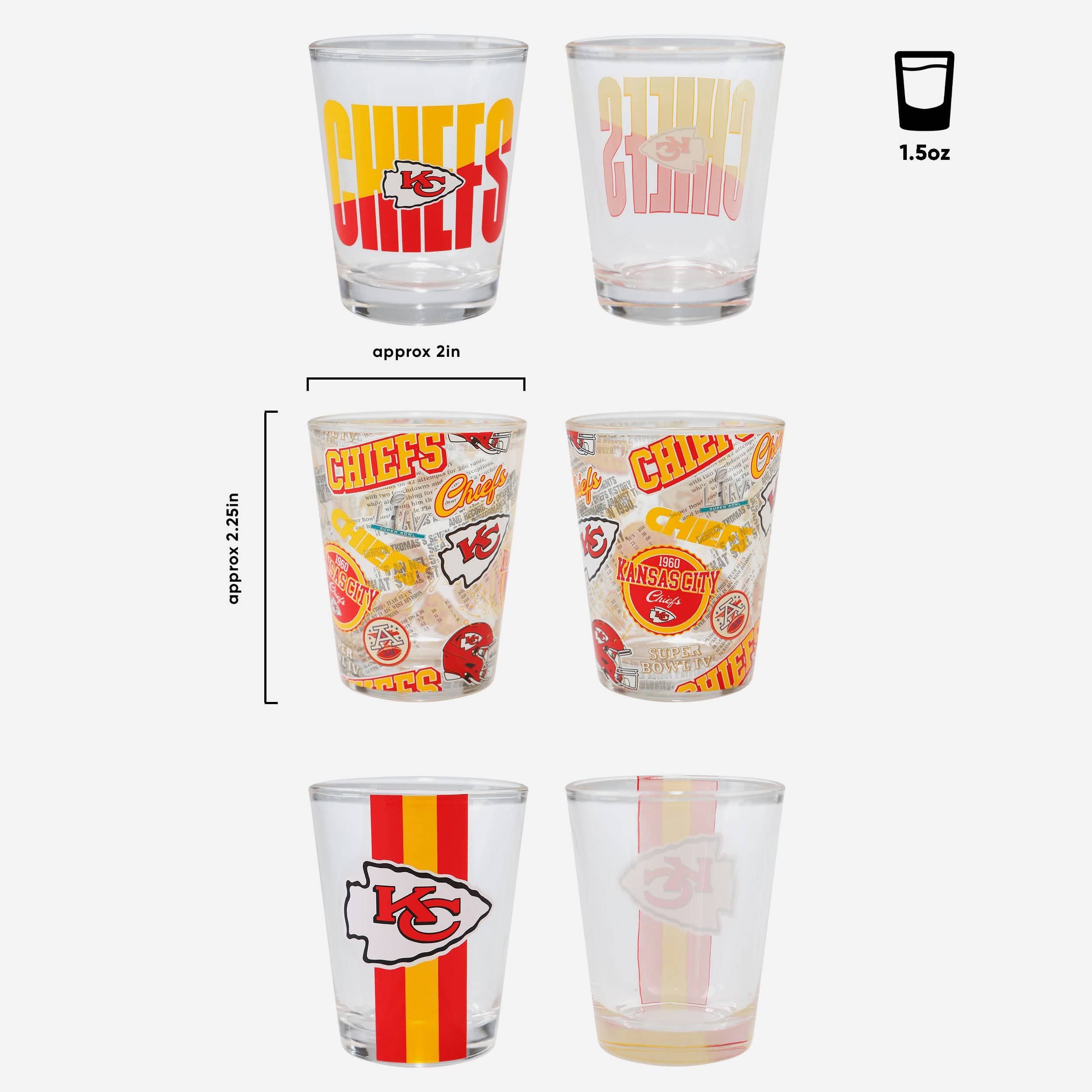 Kansas City Chiefs 3 Pack Shot Glass - Image 3