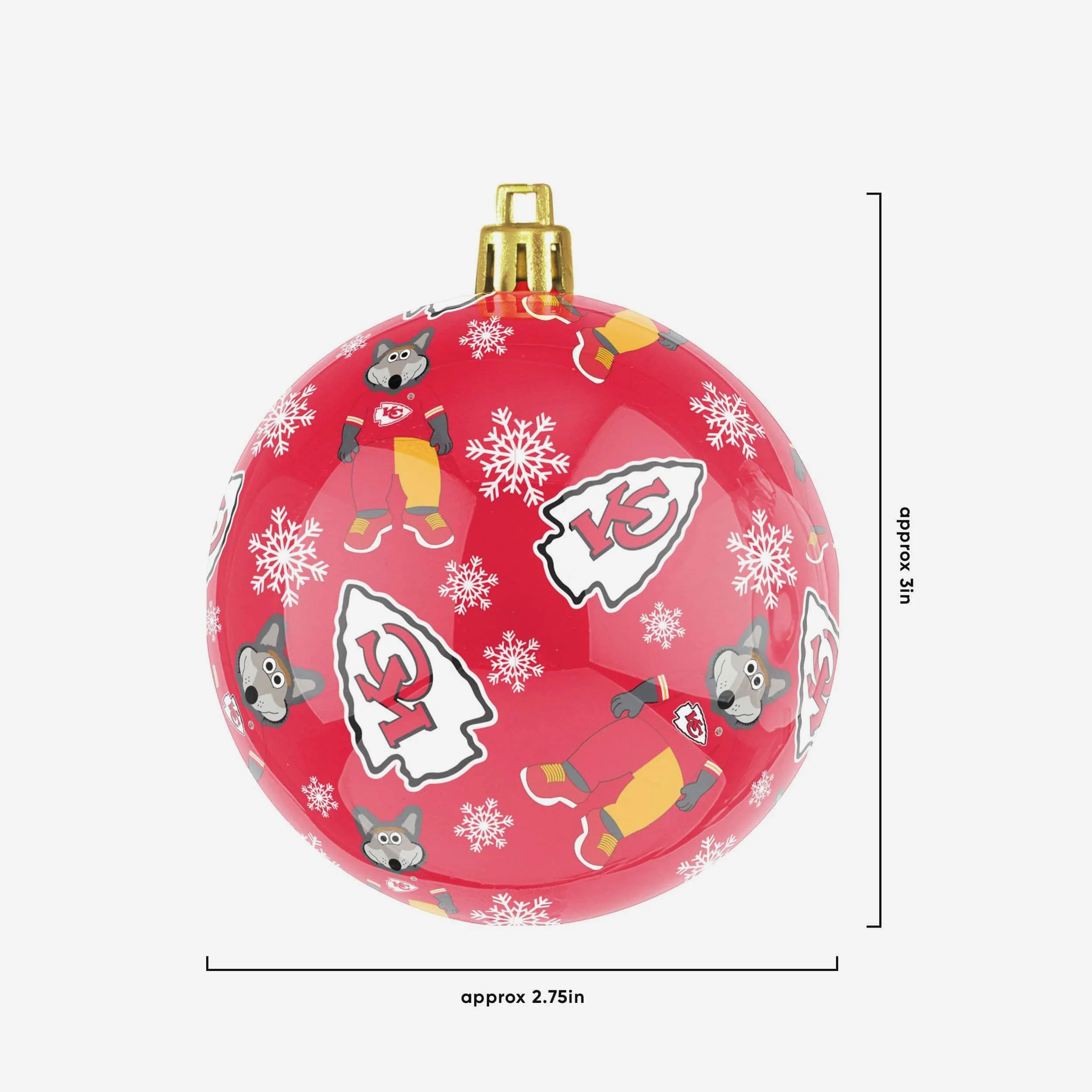 Kansas City Chiefs 4 Pack Ball Mascot Ornament Set - Image 3