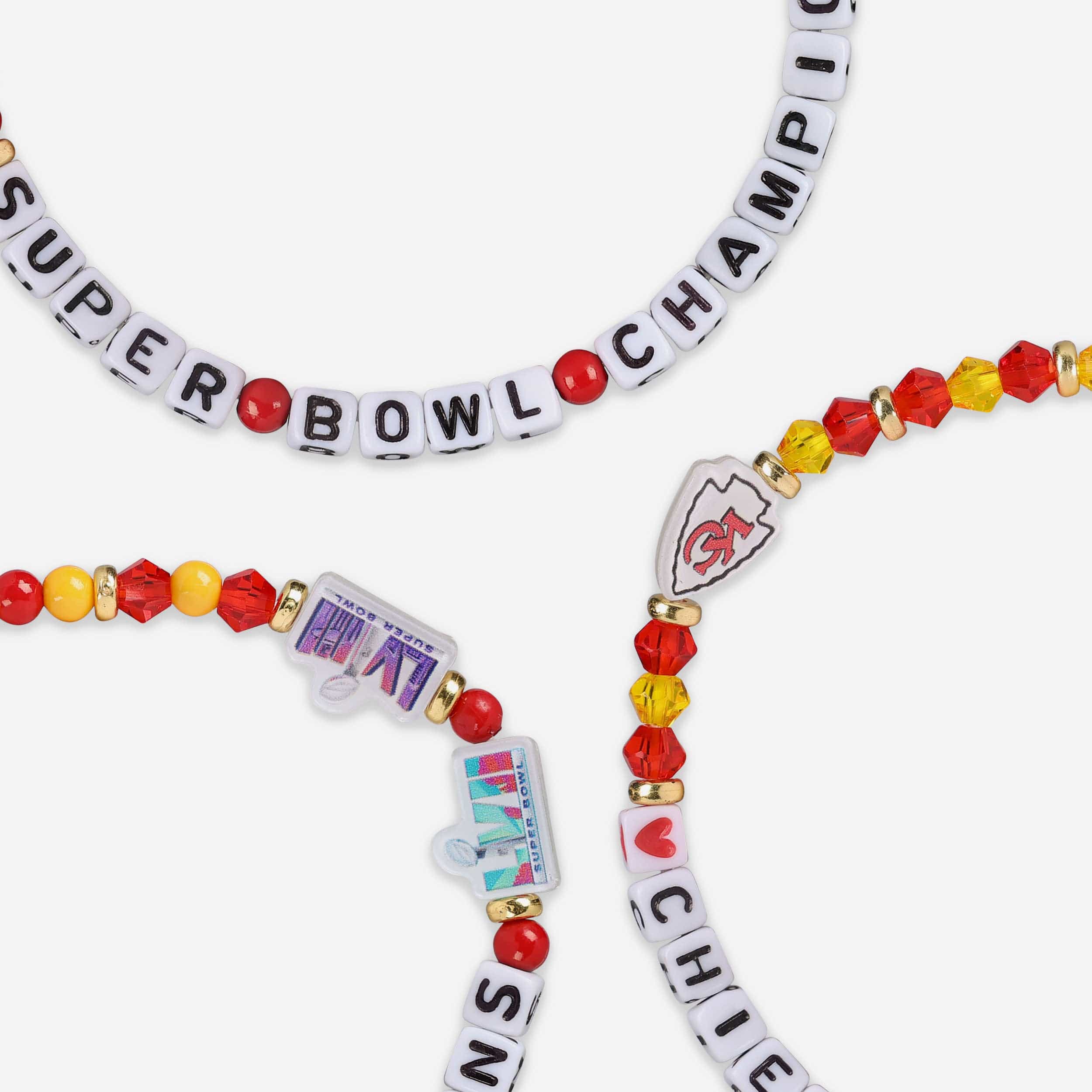 Kansas City Chiefs 4X Super Bowl LVIII Champions 3 Pack Team Friendship Bracelet - Image 2