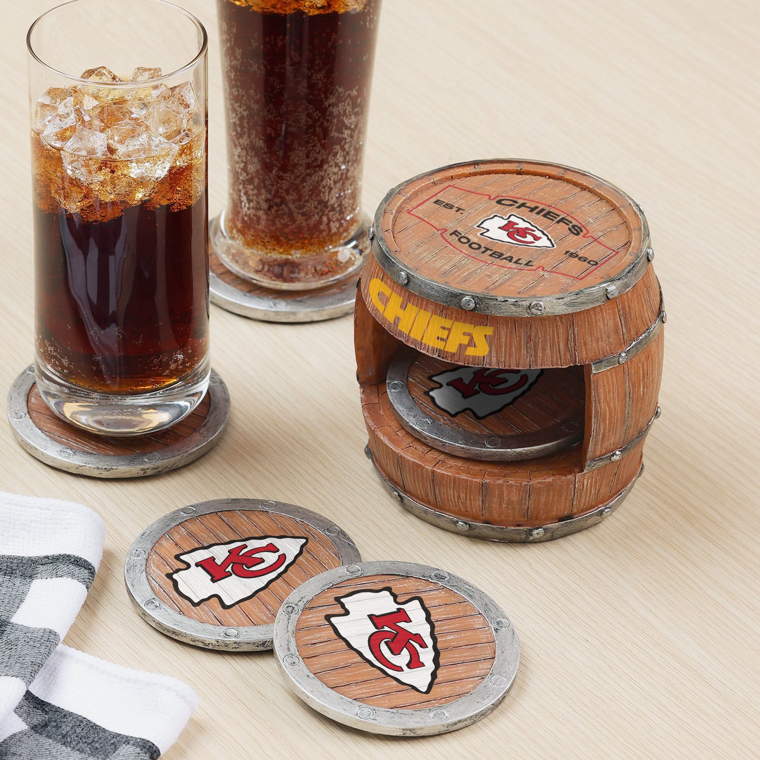 Kansas City Chiefs 5 Pack Barrel Coaster Set - Image 2