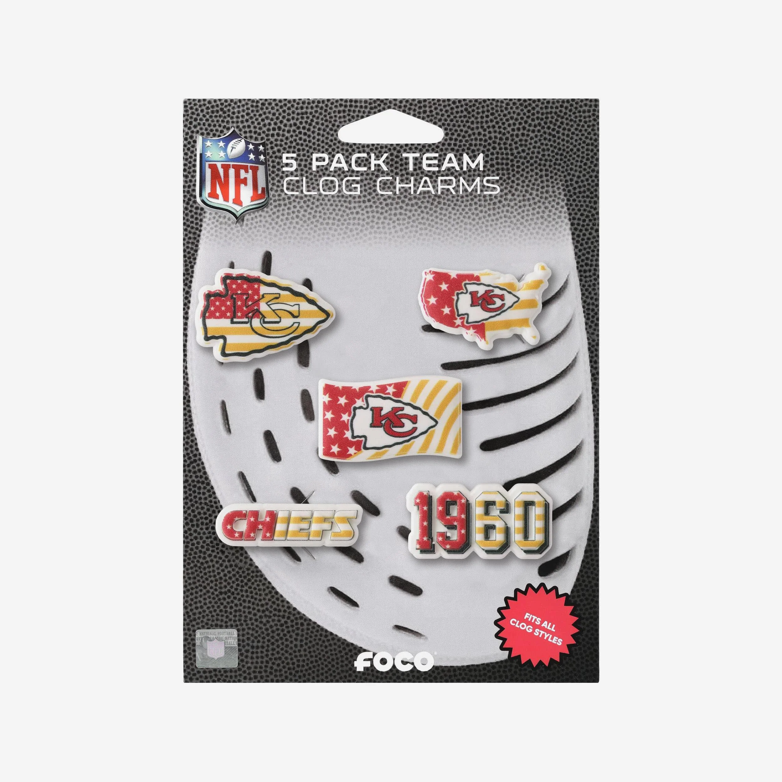 Kansas City Chiefs Americana 5 Pack Team Clog Charms - Image 5