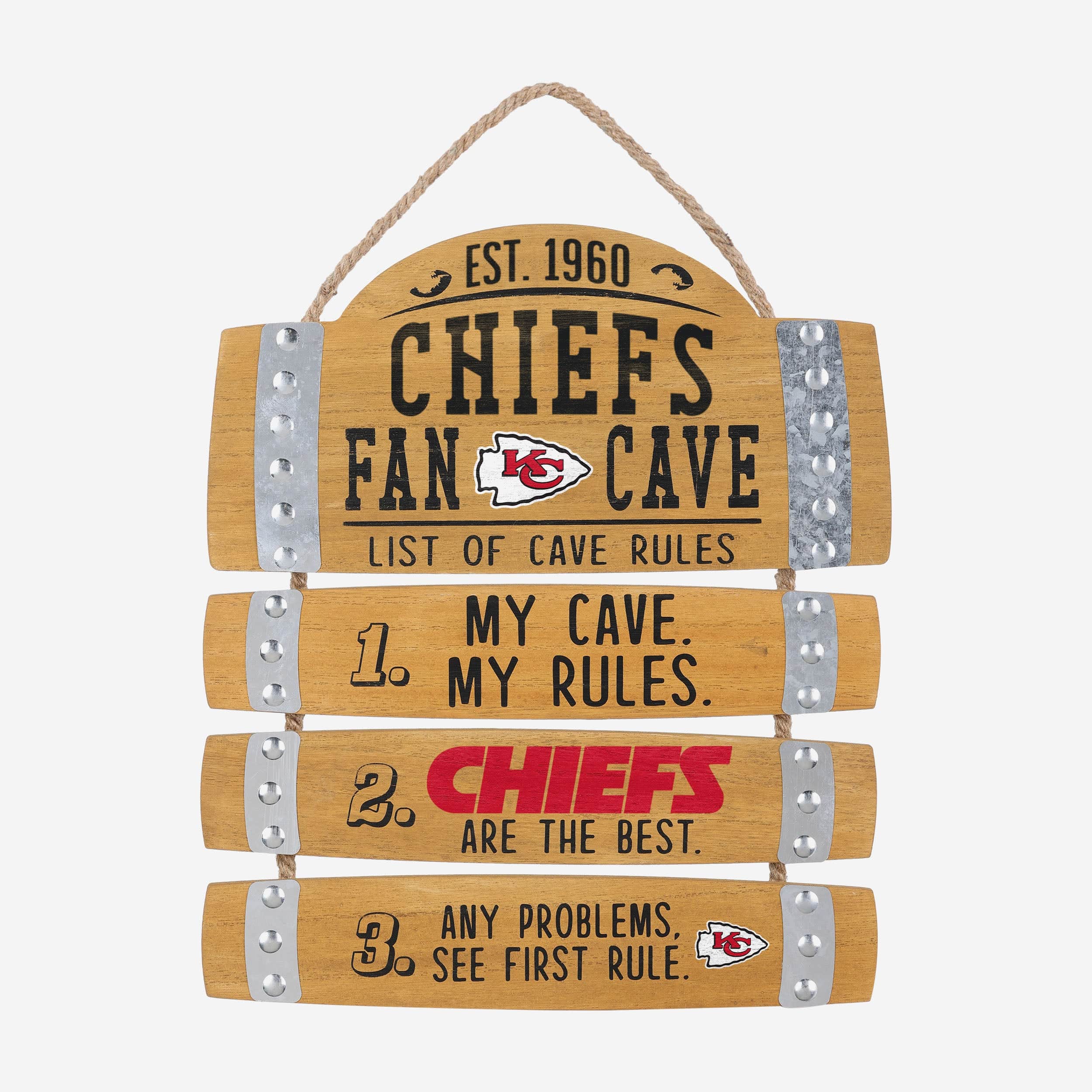 Kansas City Chiefs Barrel Slat Mancave Sign
