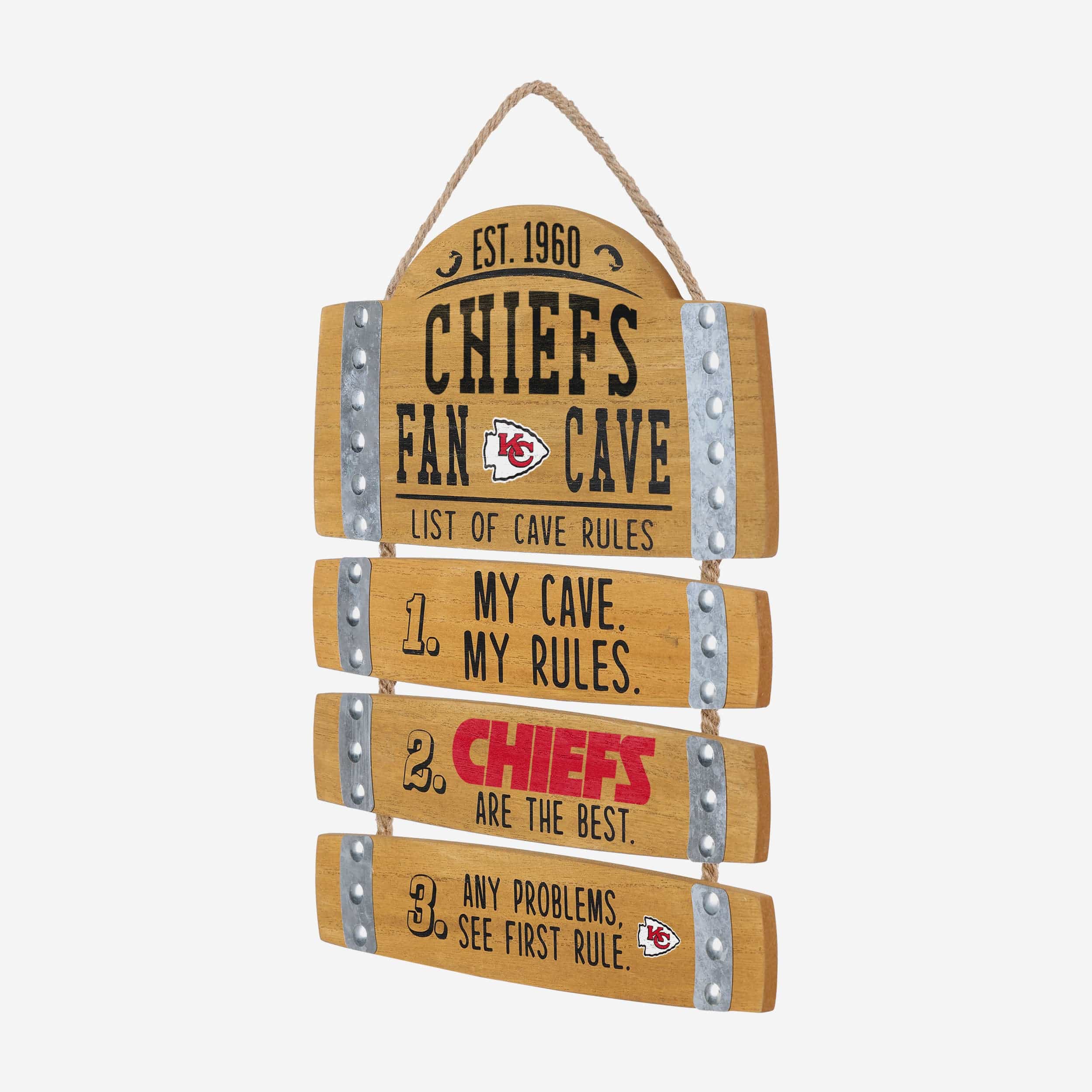 Kansas City Chiefs Barrel Slat Mancave Sign - Image 2