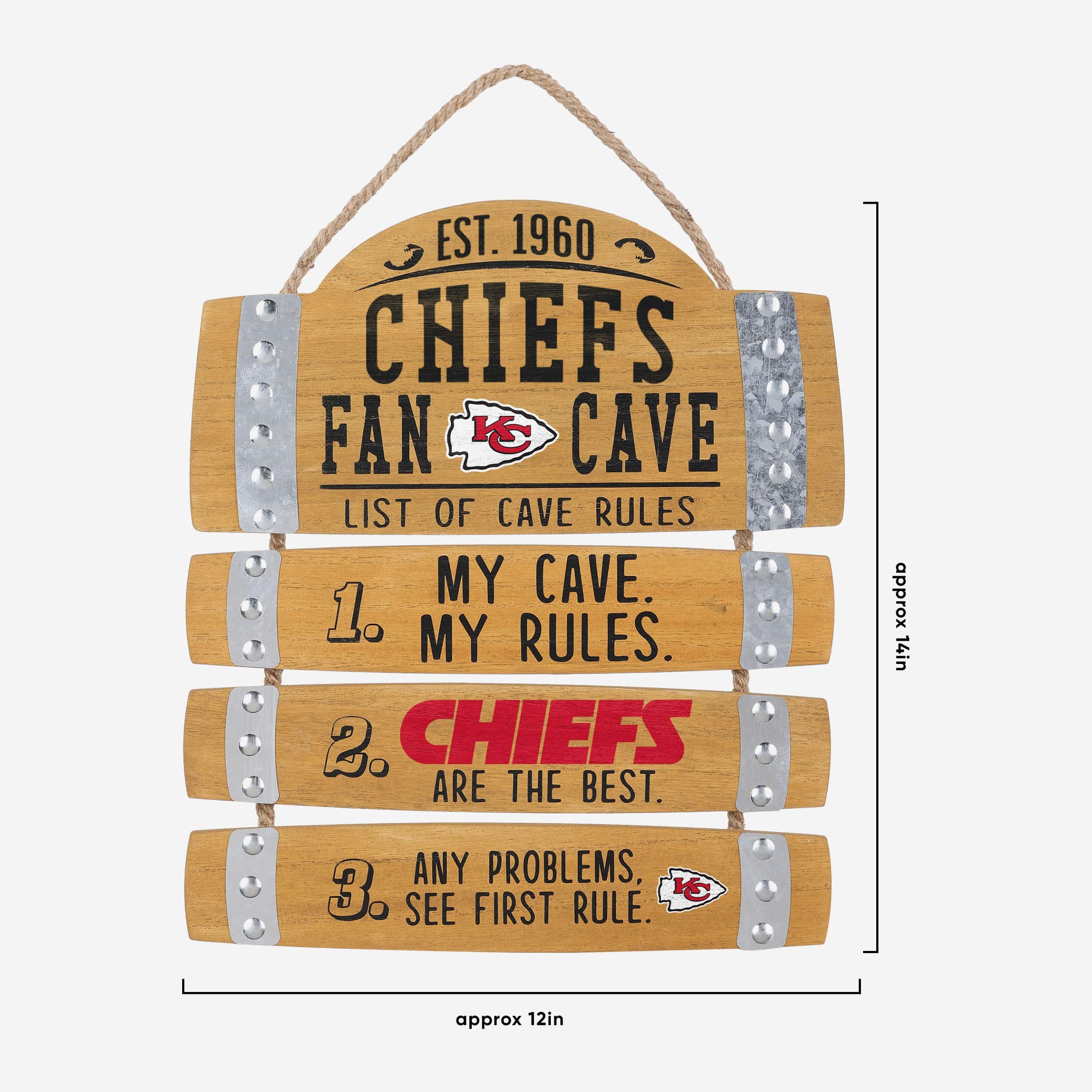 Kansas City Chiefs Barrel Slat Mancave Sign - Image 3