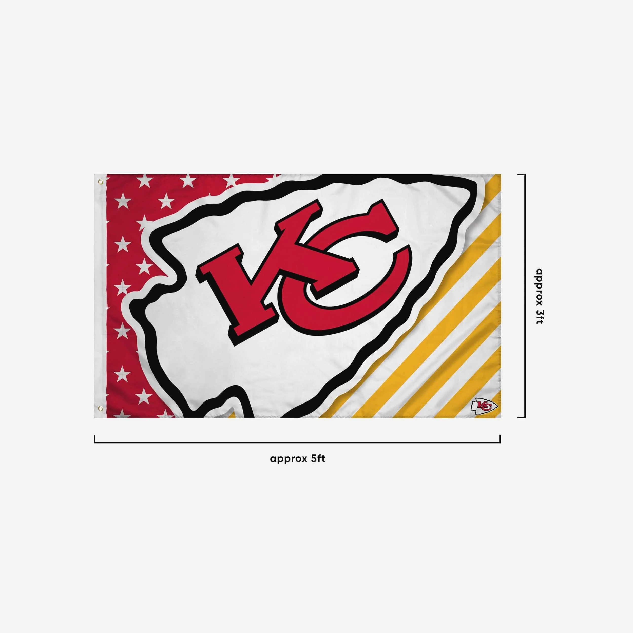 Kansas City Chiefs Big Logo Americana Horizontal Flag - Image 3