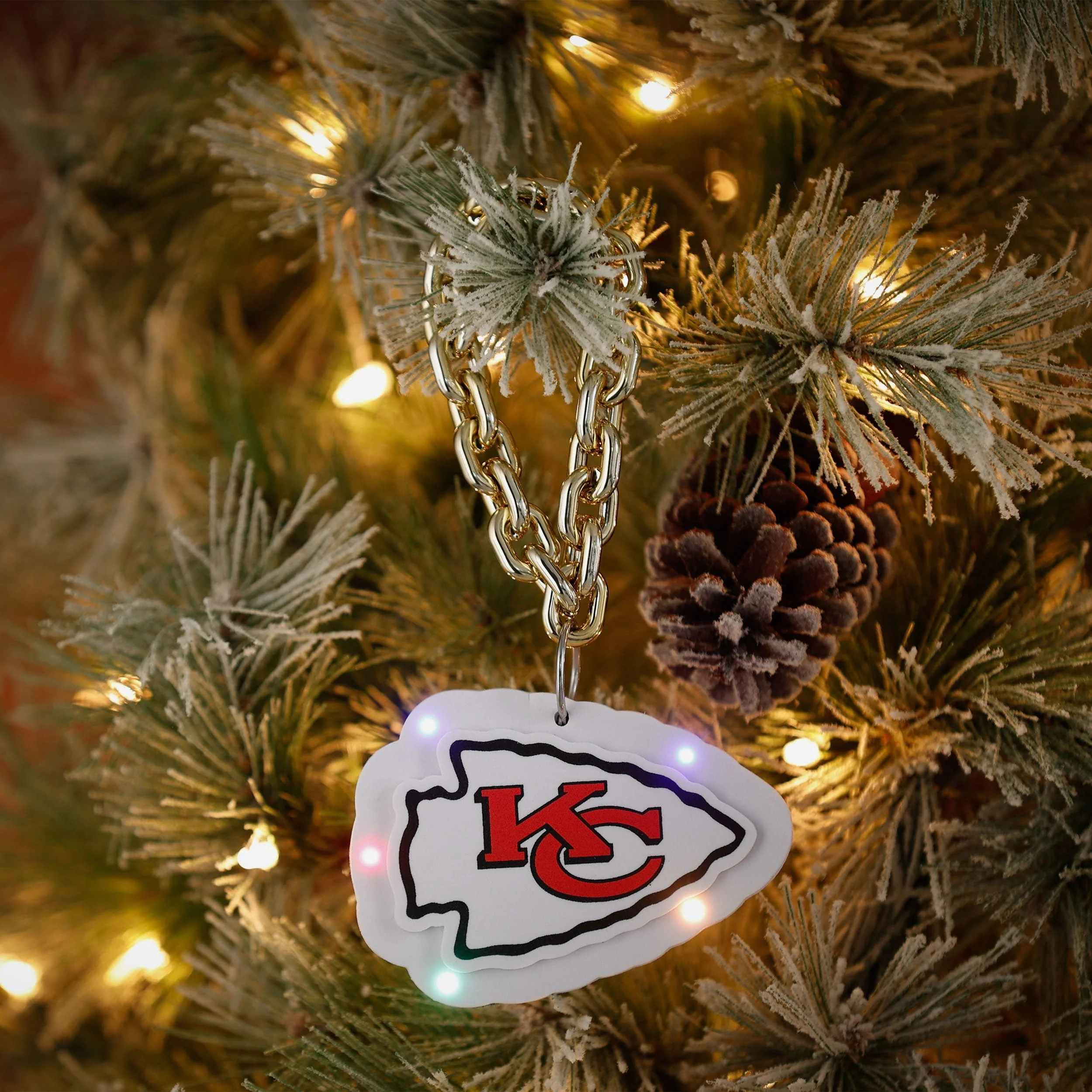 Kansas City Chiefs Big Logo Light Up Chain Ornament - Image 3