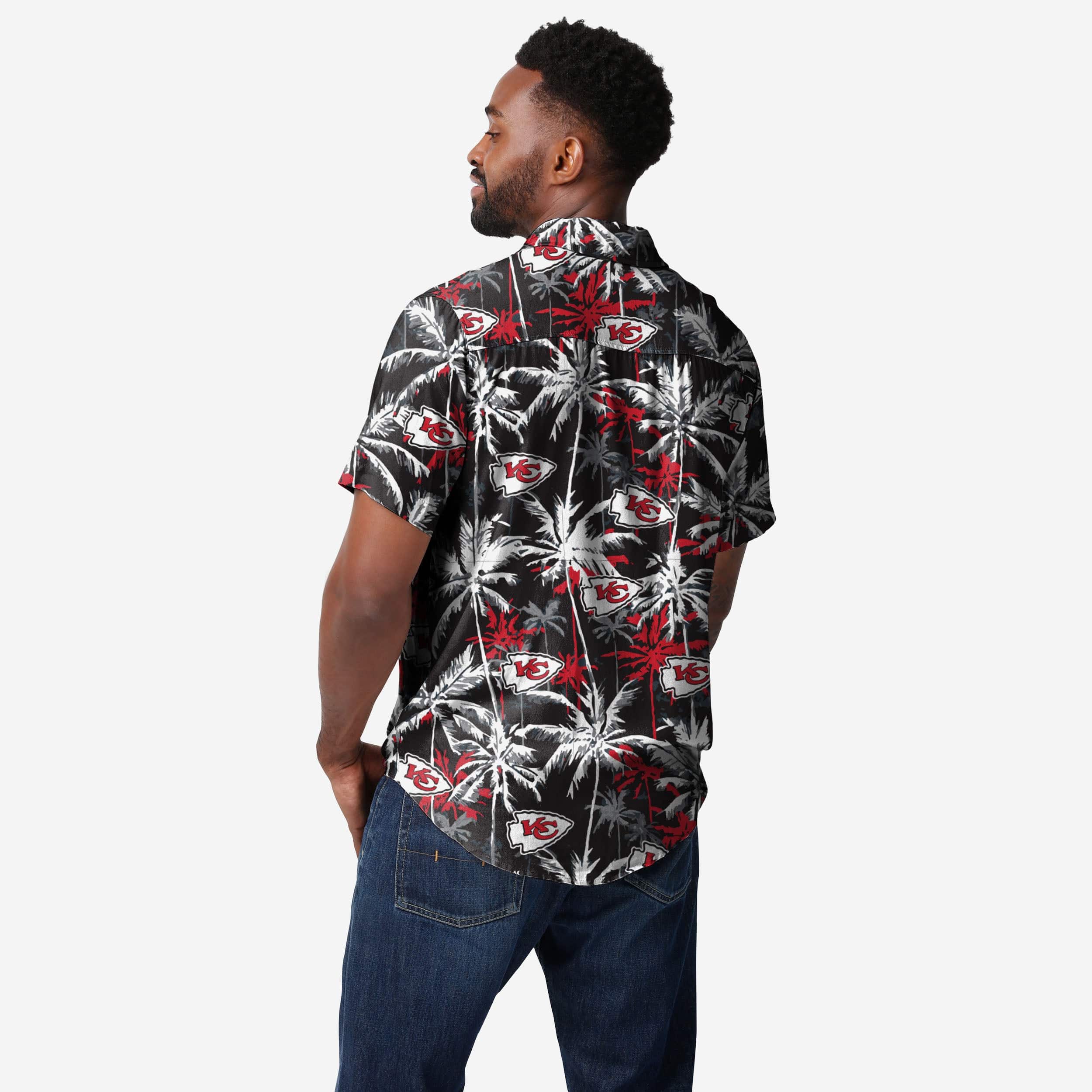 Kansas City Chiefs Black Floral Button Up Shirt - Image 2