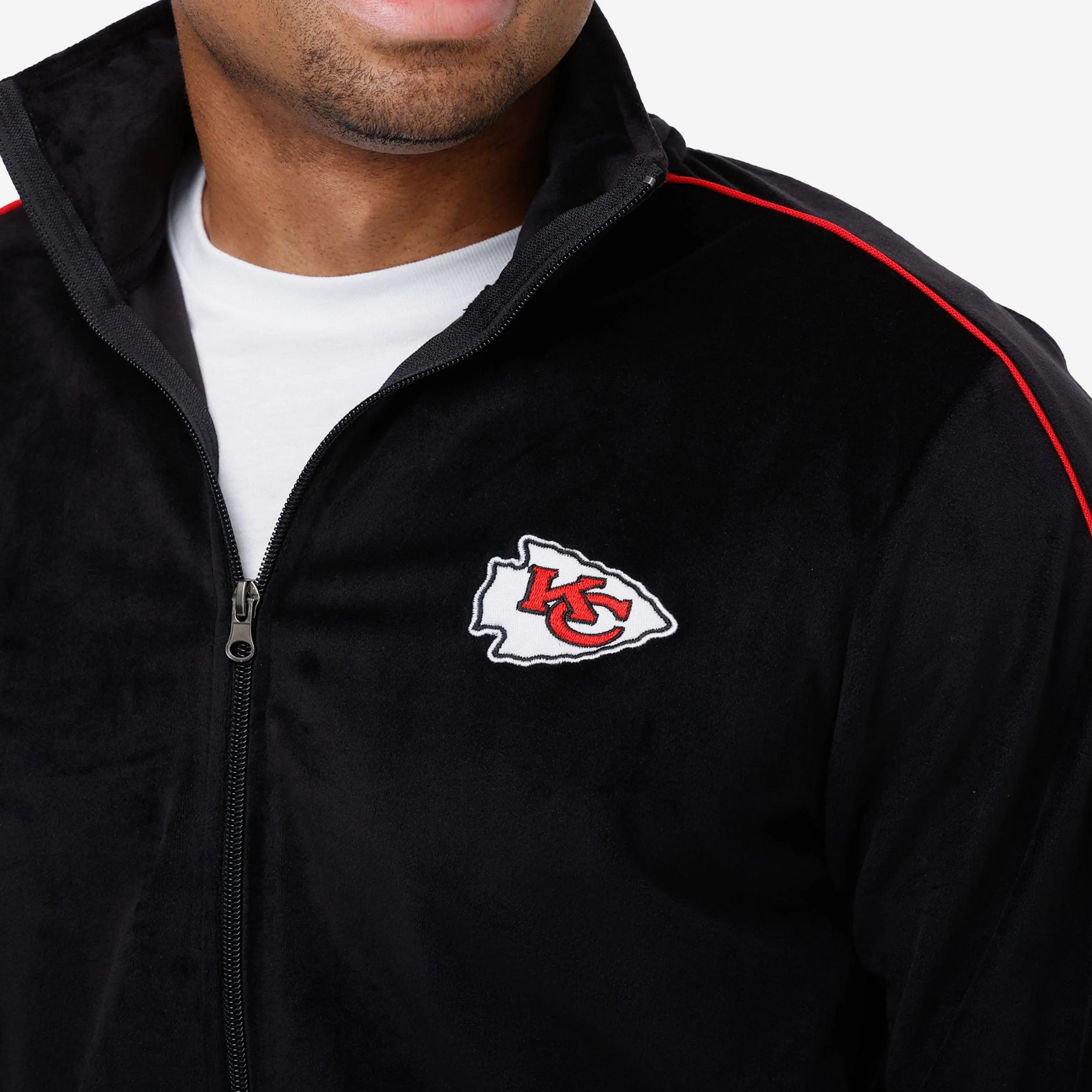 Kansas City Chiefs Black Velour Zip Up Top - Image 3