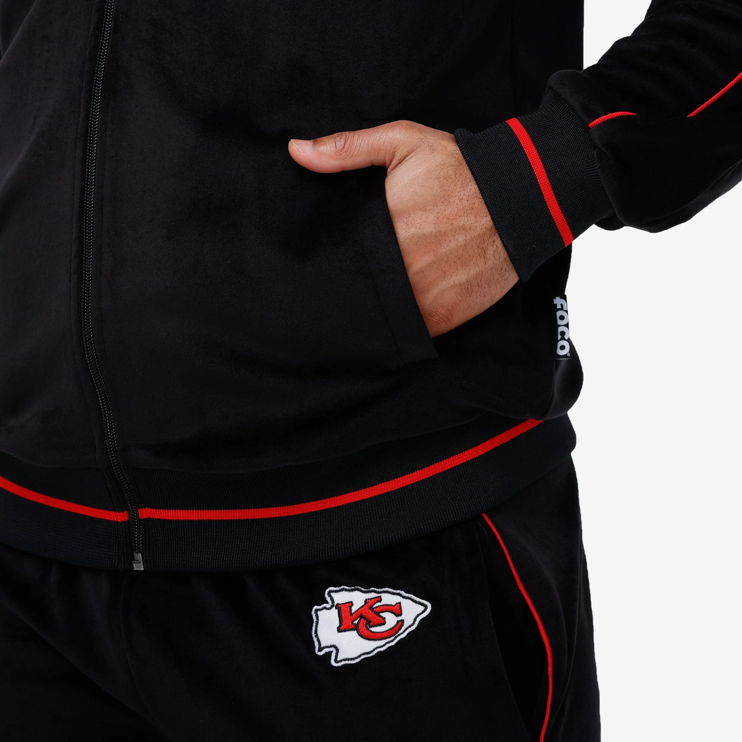 Kansas City Chiefs Black Velour Zip Up Top - Image 4