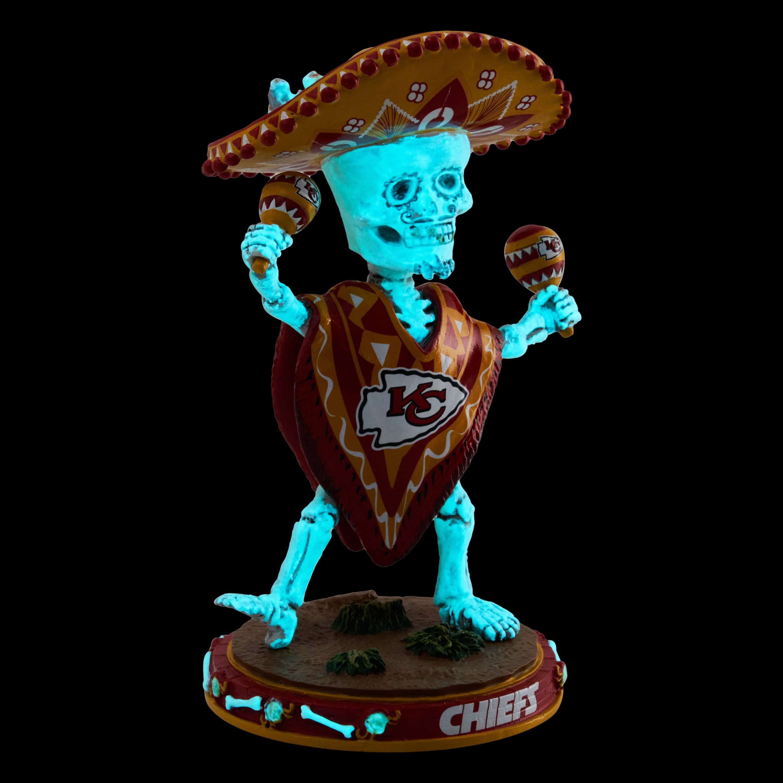 Kansas City Chiefs Calavera Glow in the Dark Bobblehead - Image 6