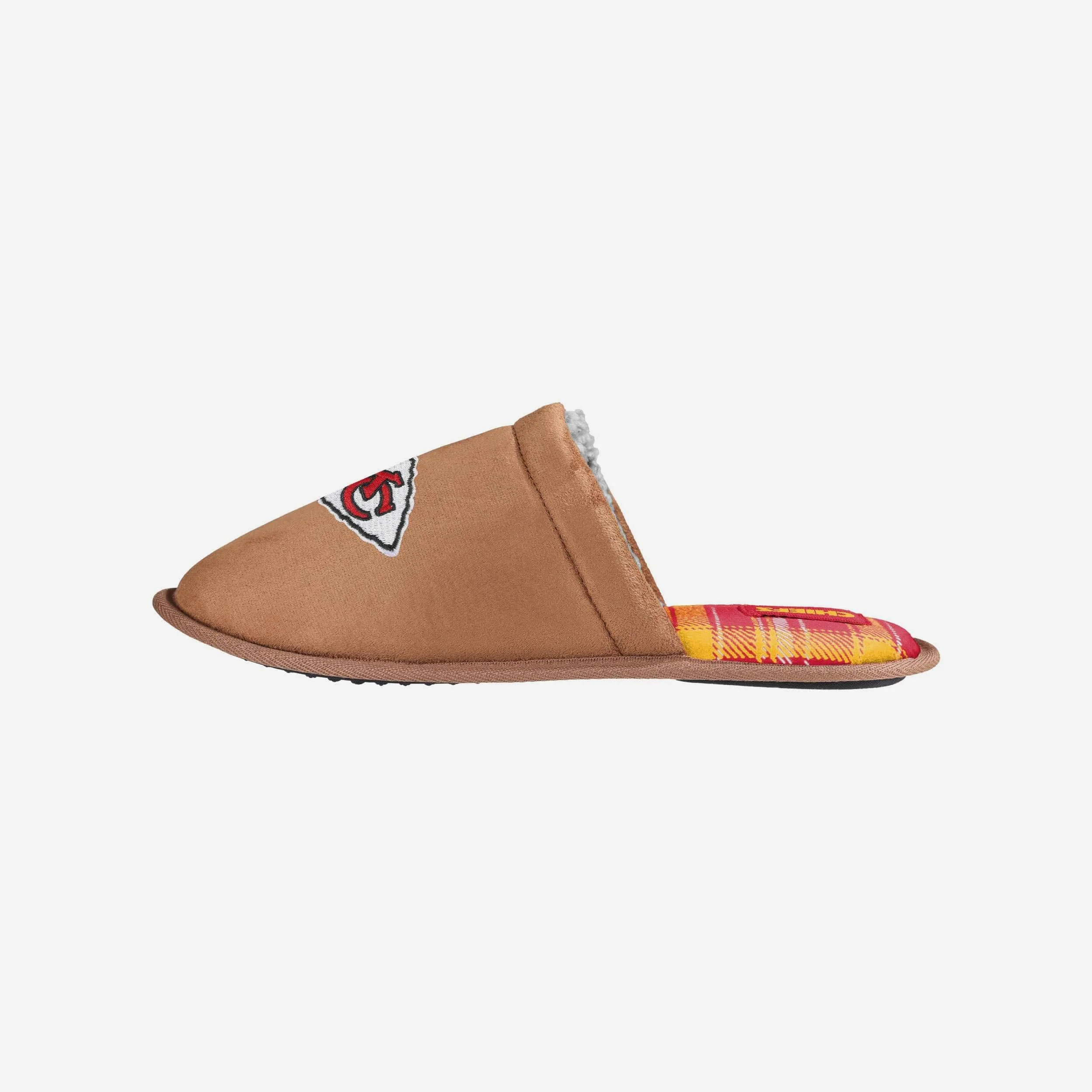 Kansas City Chiefs Flannel Lined Brown Suede Scuff Slipper