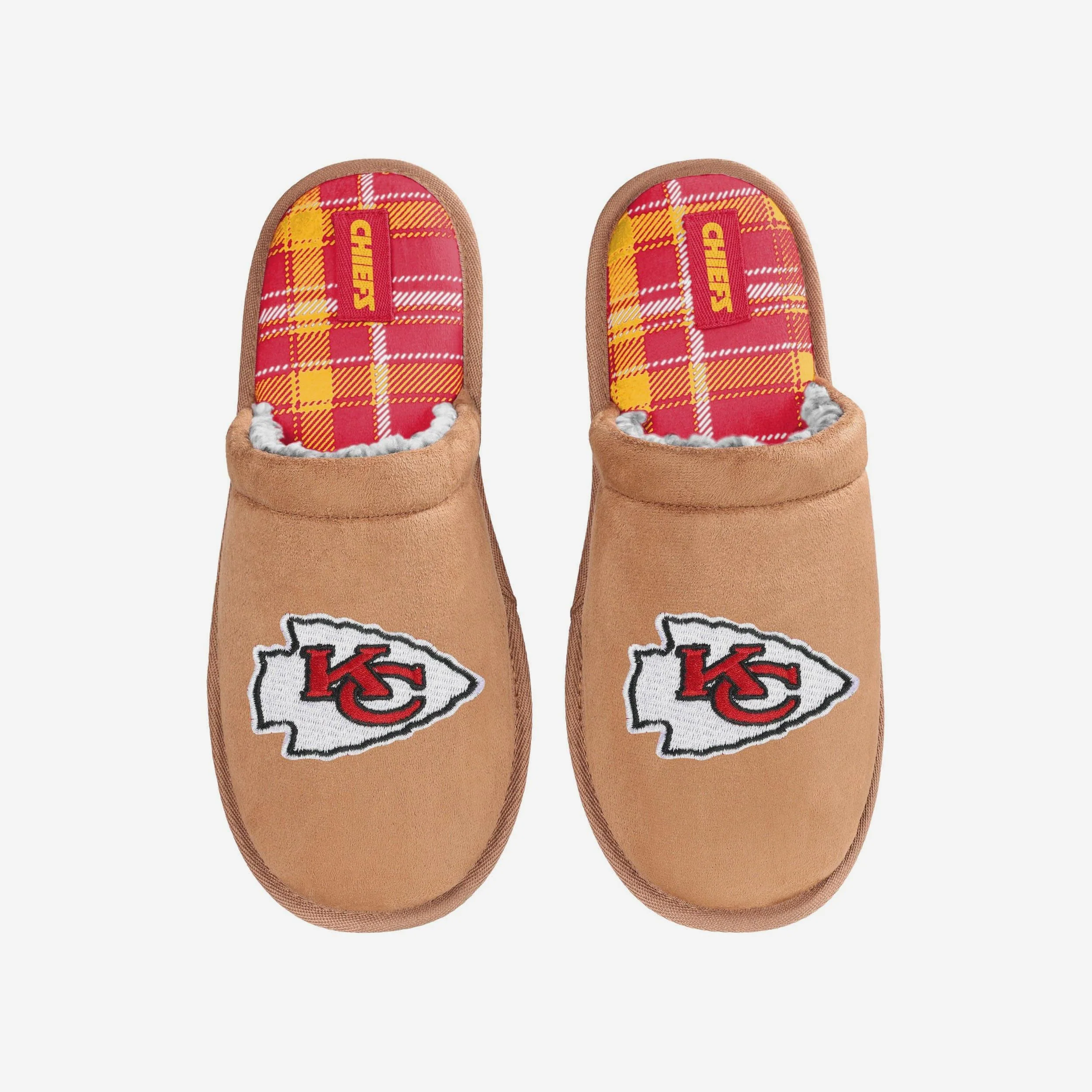 Kansas City Chiefs Flannel Lined Brown Suede Scuff Slipper - Image 4
