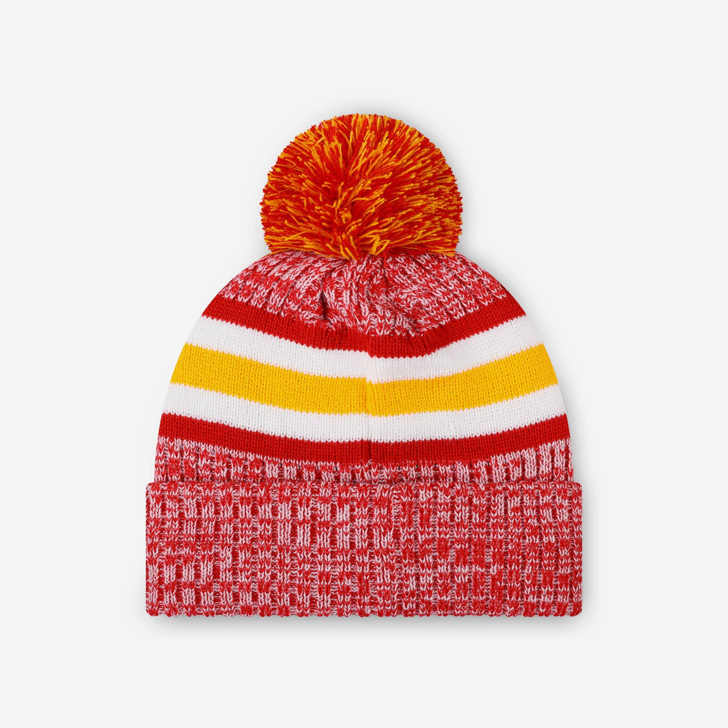 Kansas City Chiefs Heather Team Stripe Lined Pom Beanie - Image 2