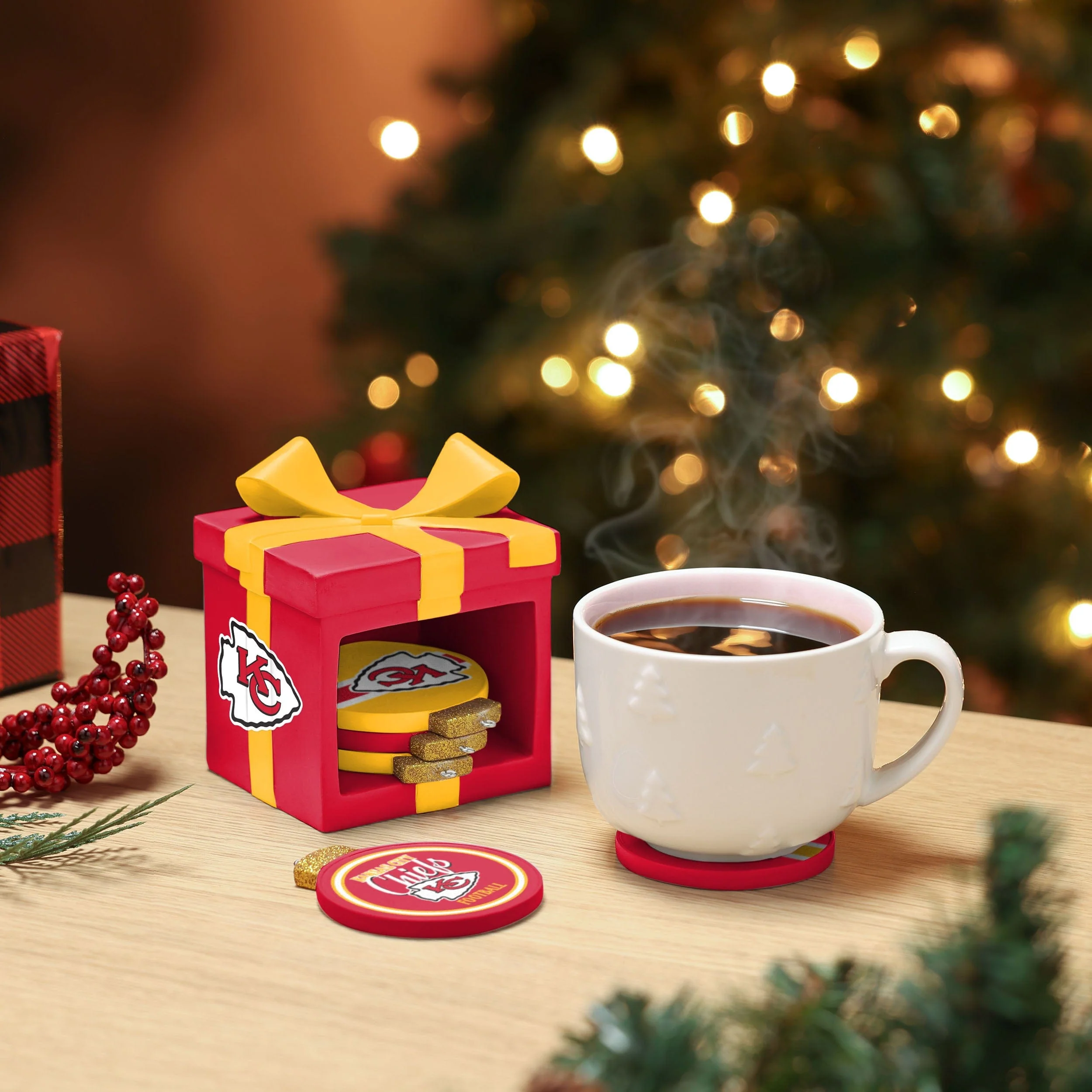 Kansas City Chiefs Holiday 5 Pack Coaster Set - Image 2