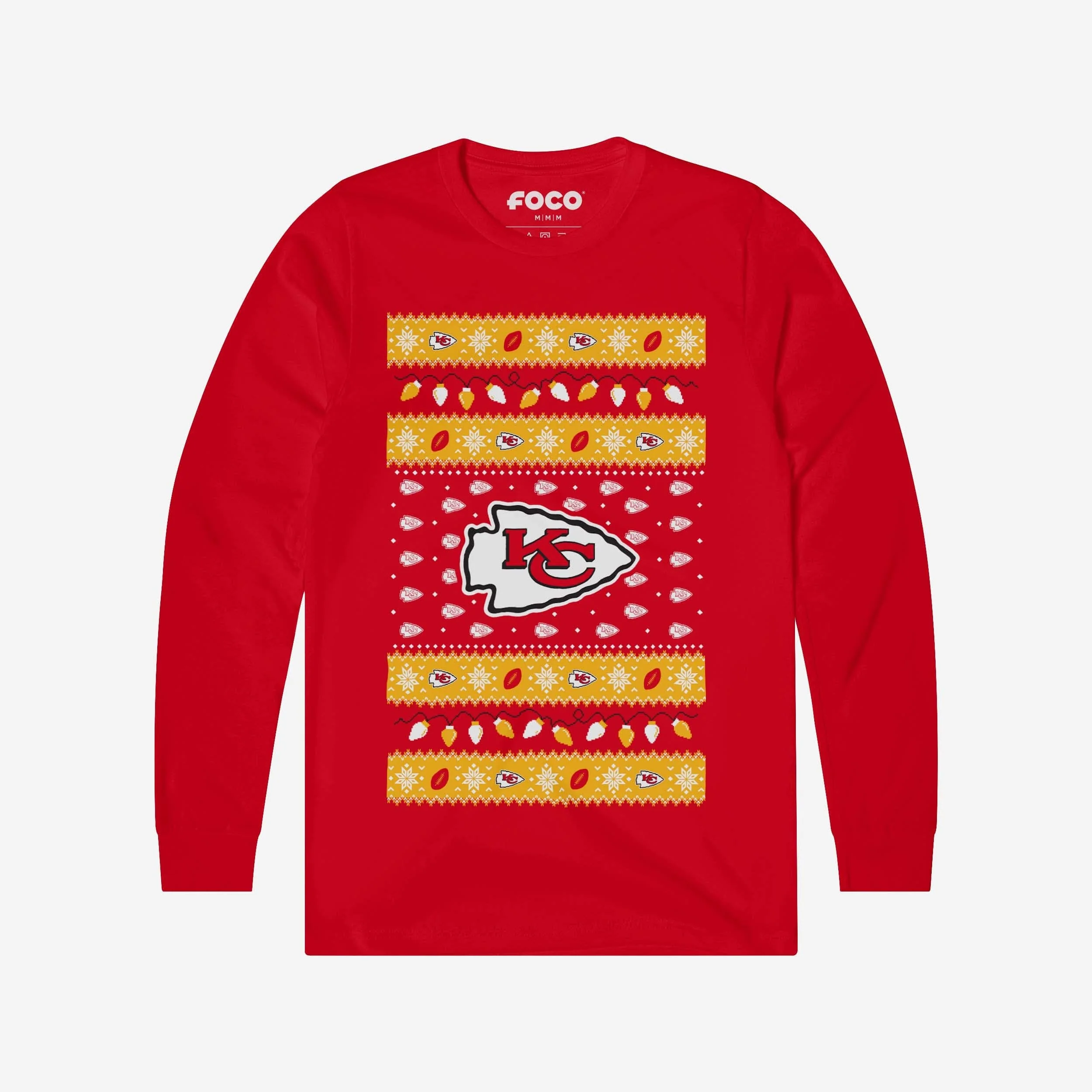 Kansas City Chiefs Holiday Lights Sweater Long Sleeve T-Shirt
