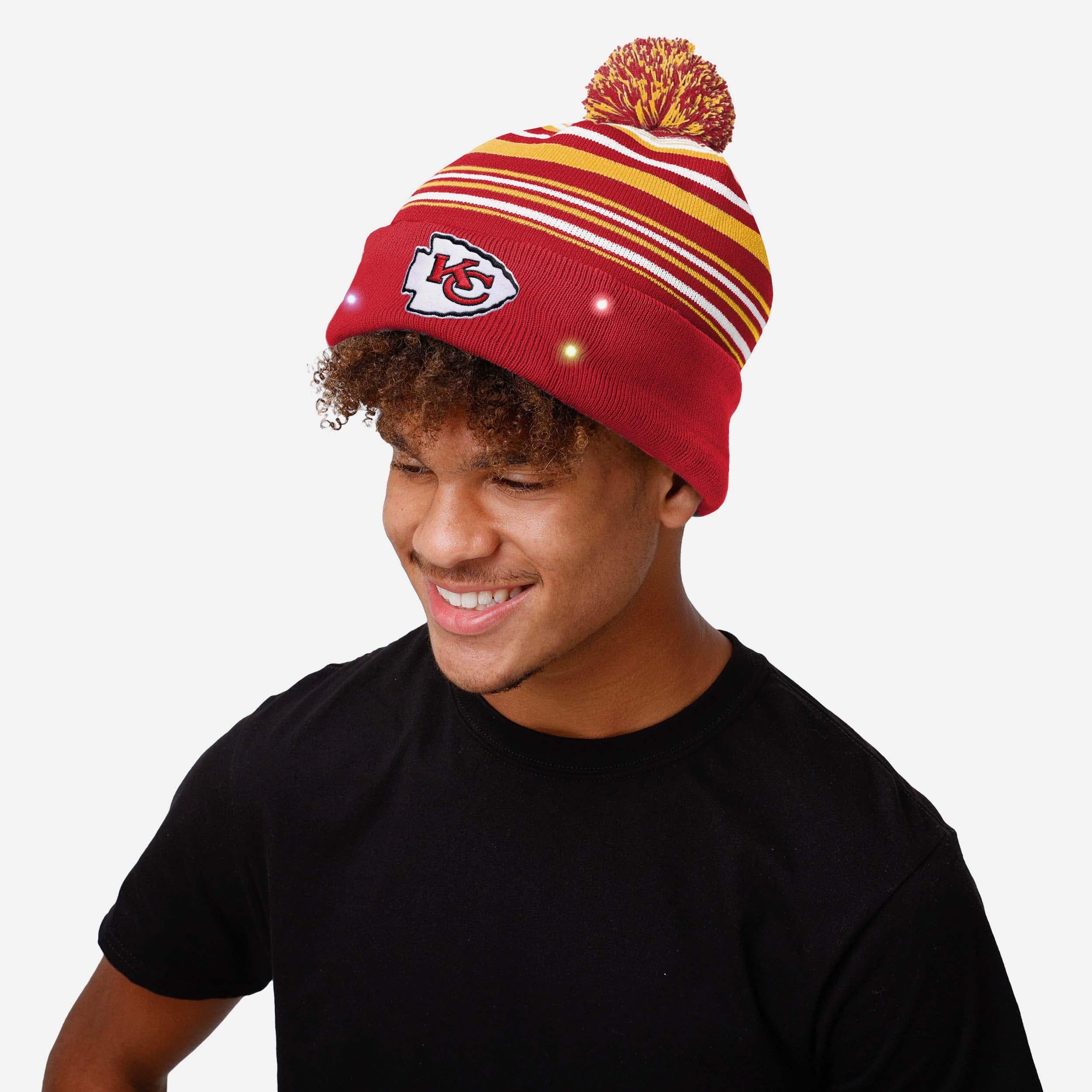 Kansas City Chiefs Horizontal Stripe Light Up Beanie - Image 3