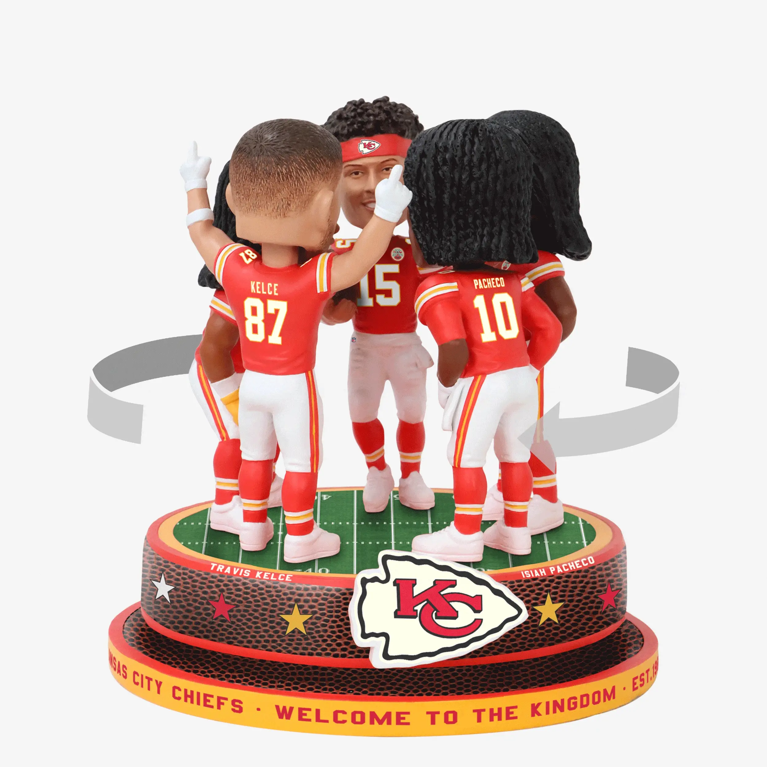 Kansas City Chiefs Huddle Spinner Mini Bobblehead Scene - Image 2