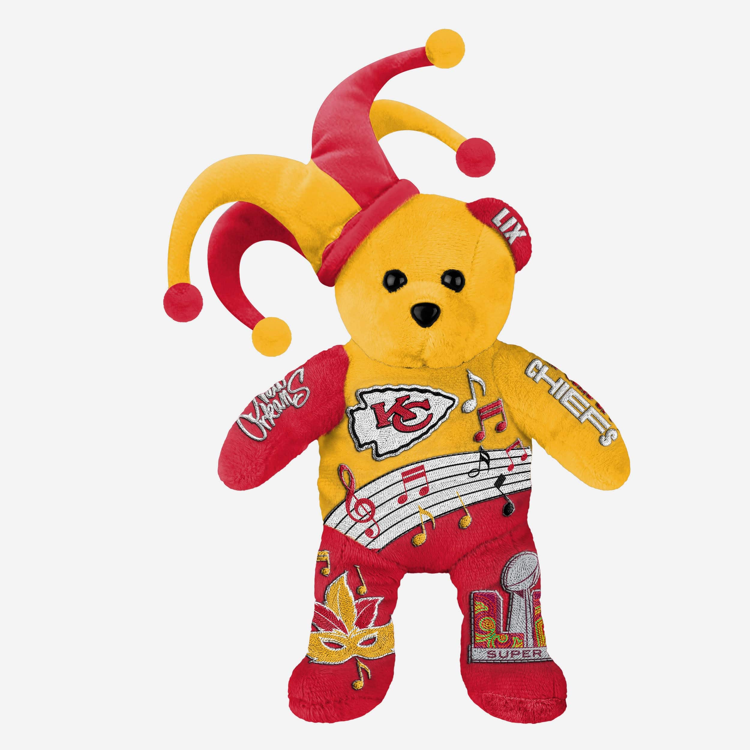 Kansas City Chiefs Jester AFC Super Bowl LIX Bound Team Beans Embroidered Bear
