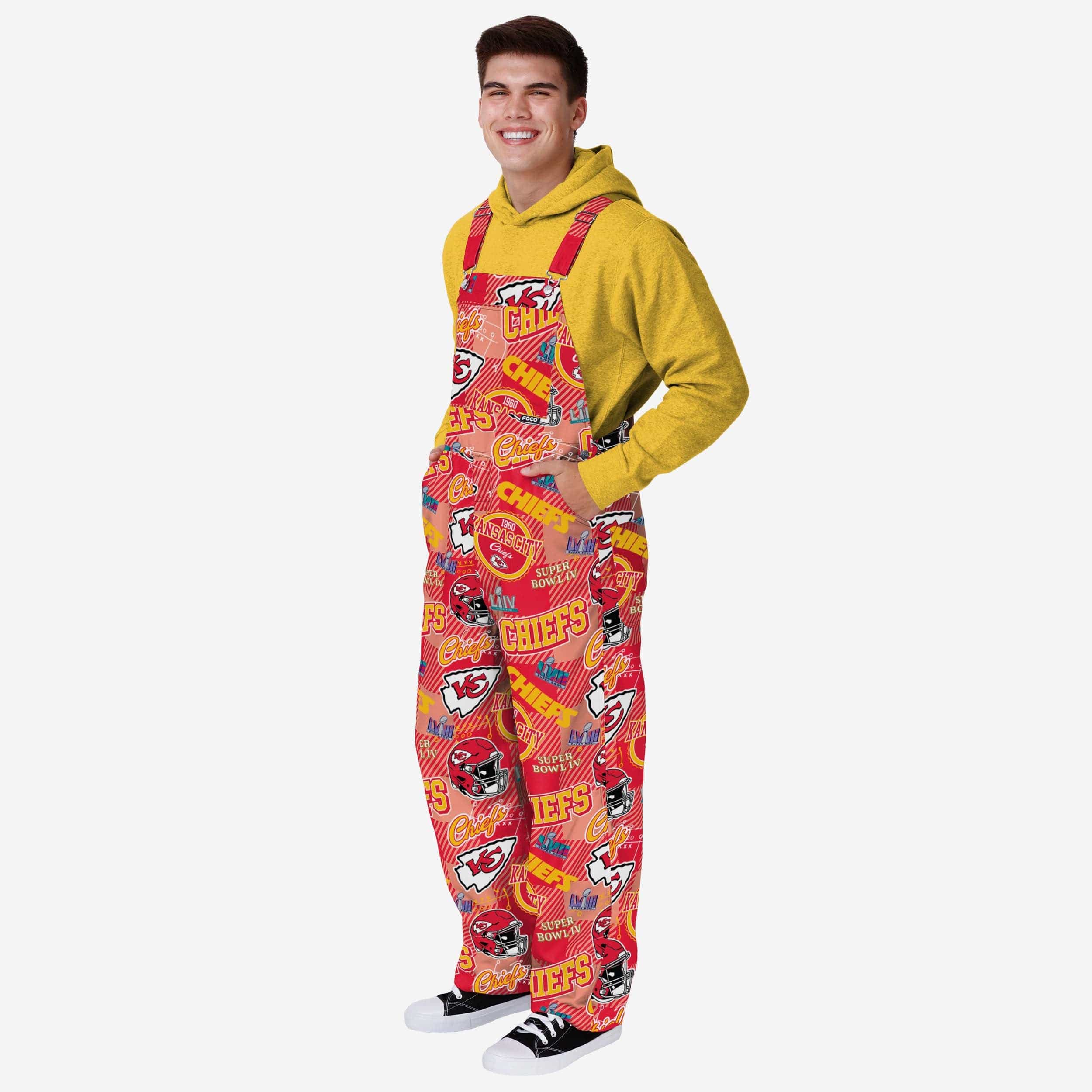 Kansas City Chiefs Mens Historic Print Bib Overalls