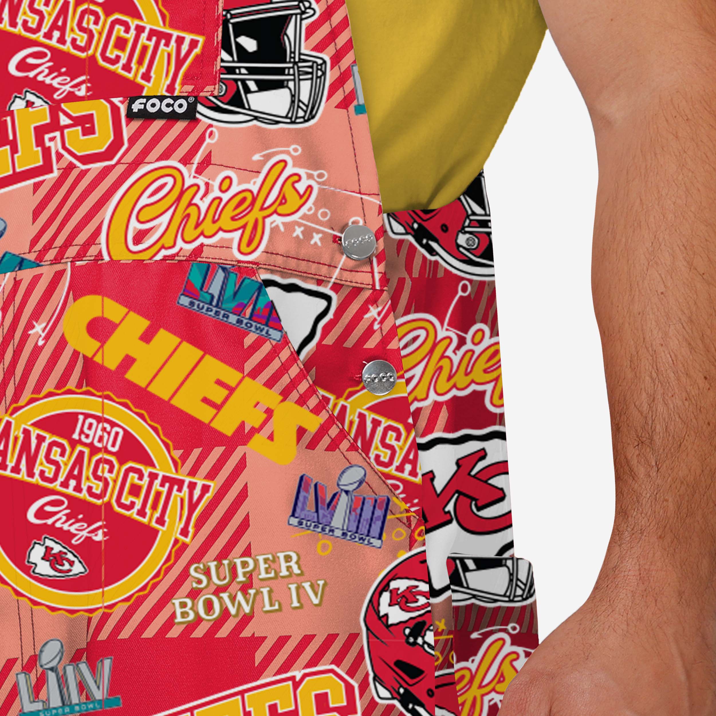 Kansas City Chiefs Mens Historic Print Bib Overalls - Image 5