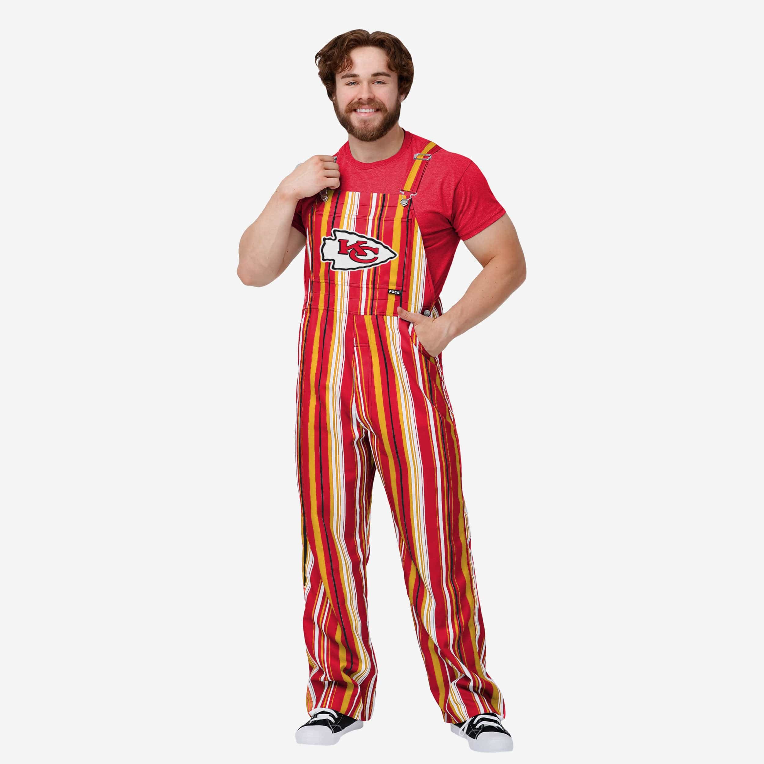 Kansas City Chiefs Mens Hyper Stripe Bib Overalls