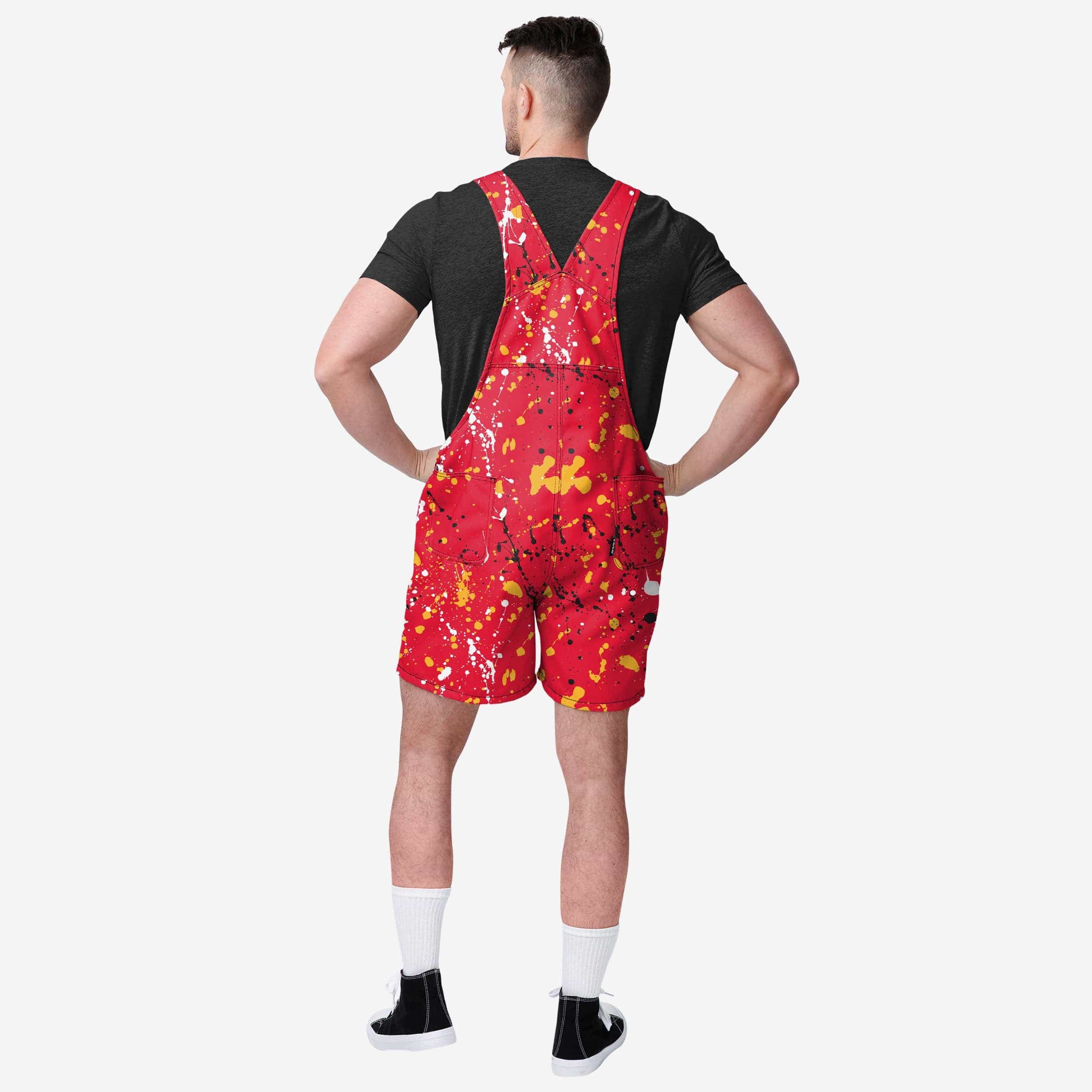 Kansas City Chiefs Mens Paint Splatter Bib Shortalls - Image 2