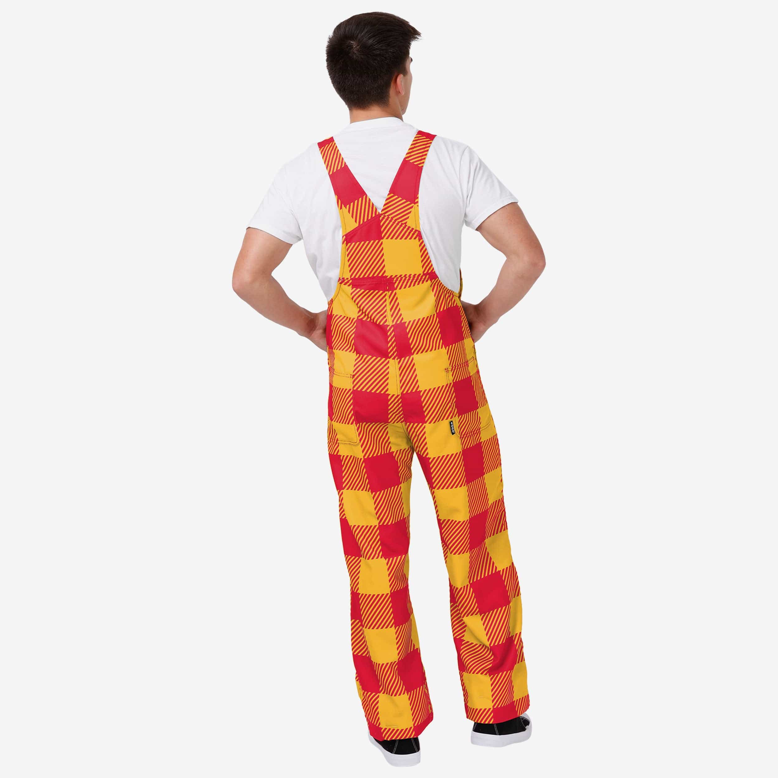 Kansas City Chiefs Mens Plaid Bib Overalls - Image 2