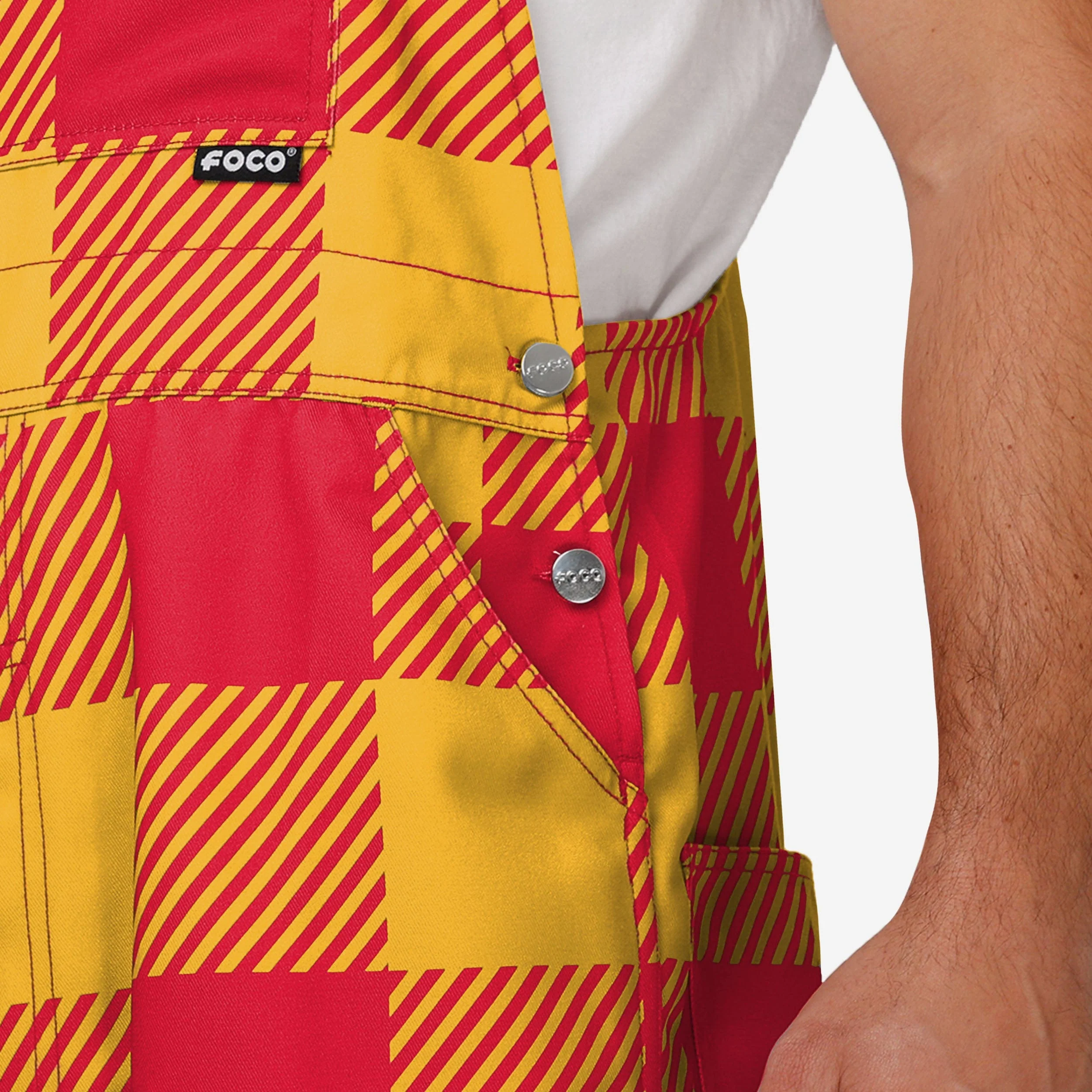 Kansas City Chiefs Mens Plaid Bib Overalls - Image 5