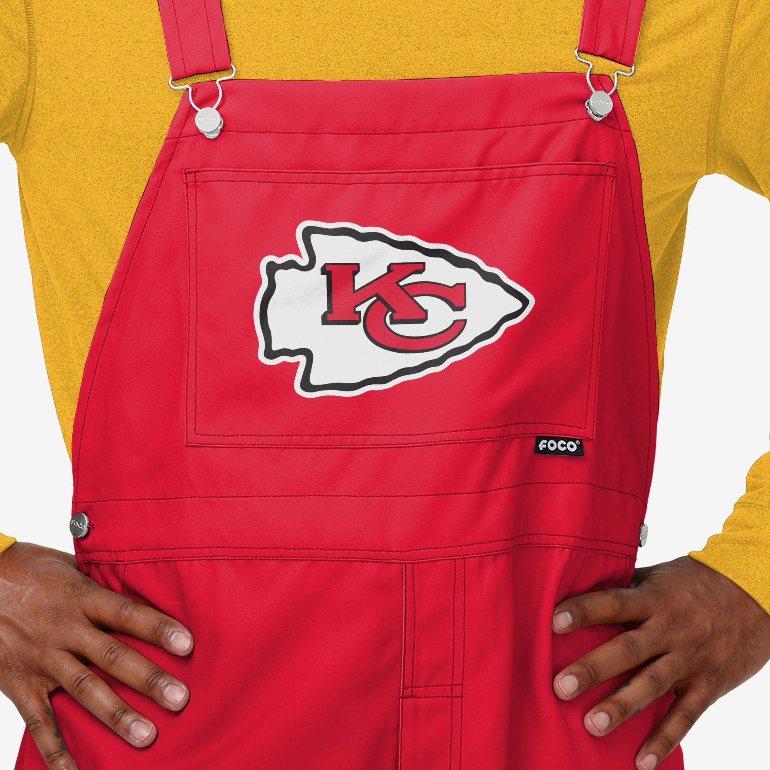 Kansas City Chiefs Mens Solid Wordmark Bib Overalls - Image 3