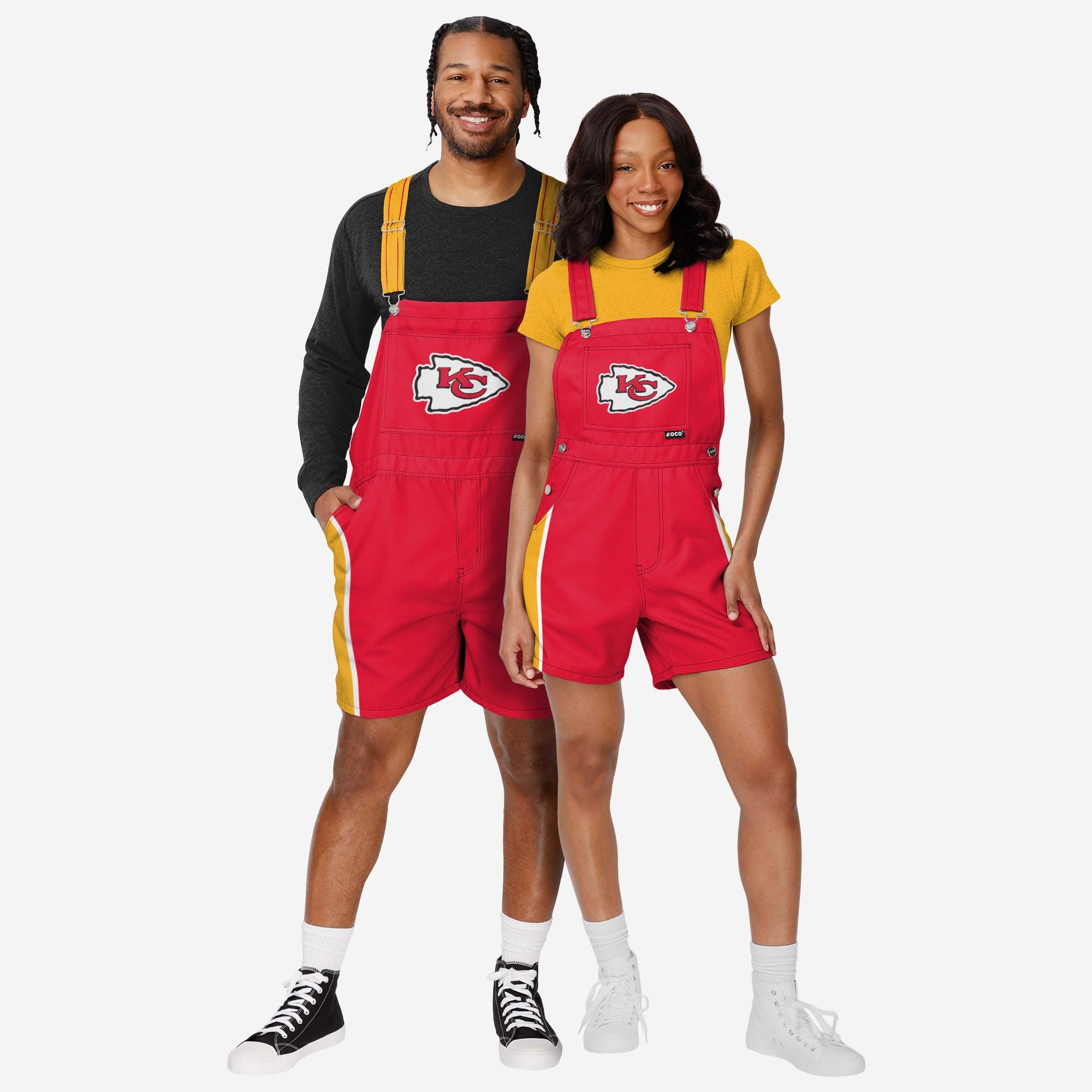 Kansas City Chiefs Mens Team Stripe Bib Shortalls - Image 3