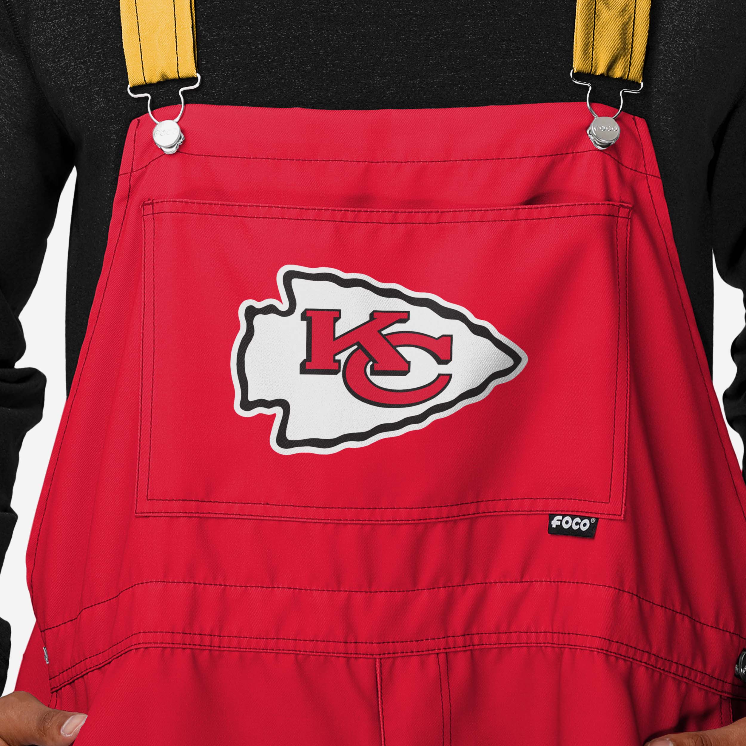 Kansas City Chiefs Mens Team Stripe Bib Shortalls - Image 4