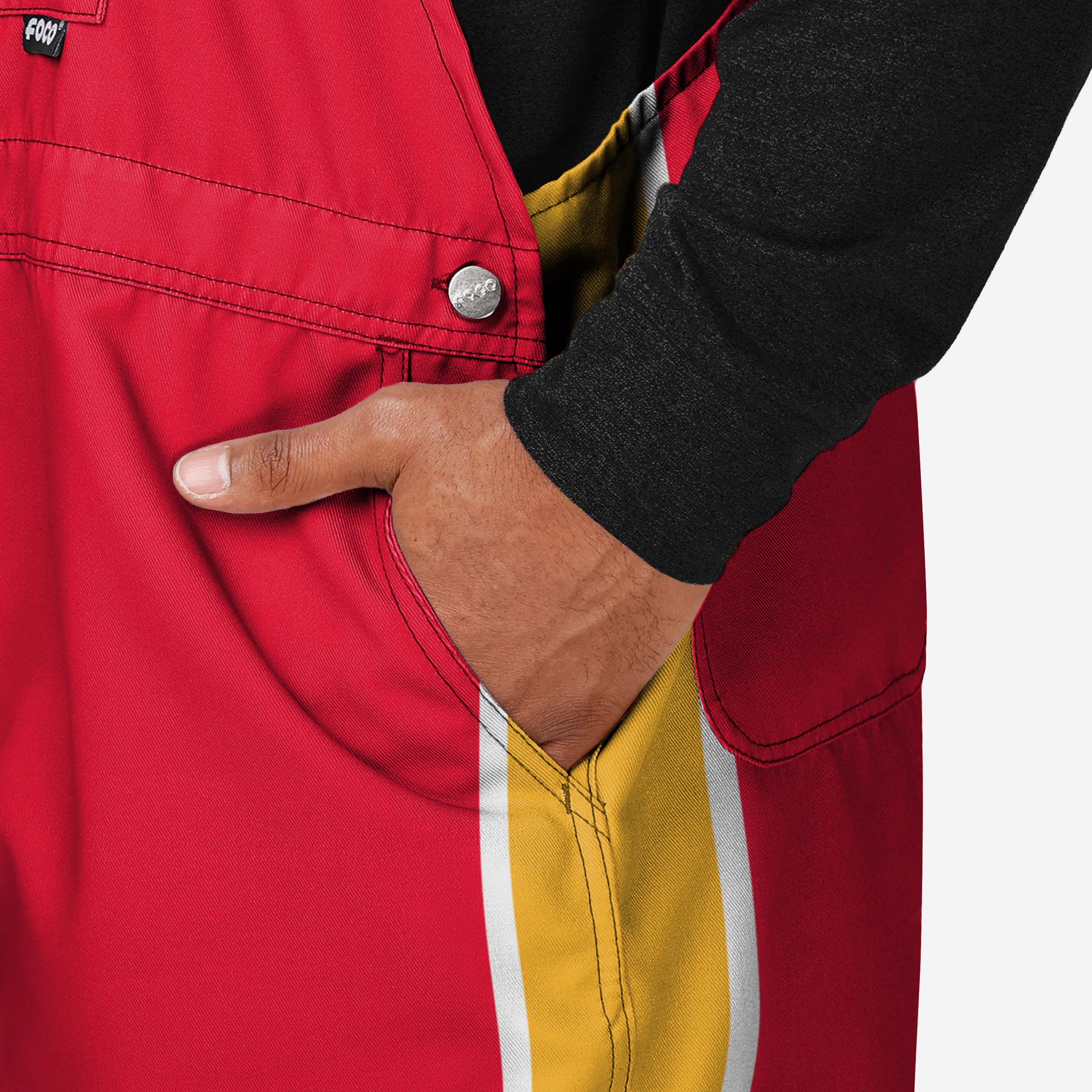 Kansas City Chiefs Mens Team Stripe Bib Shortalls - Image 5