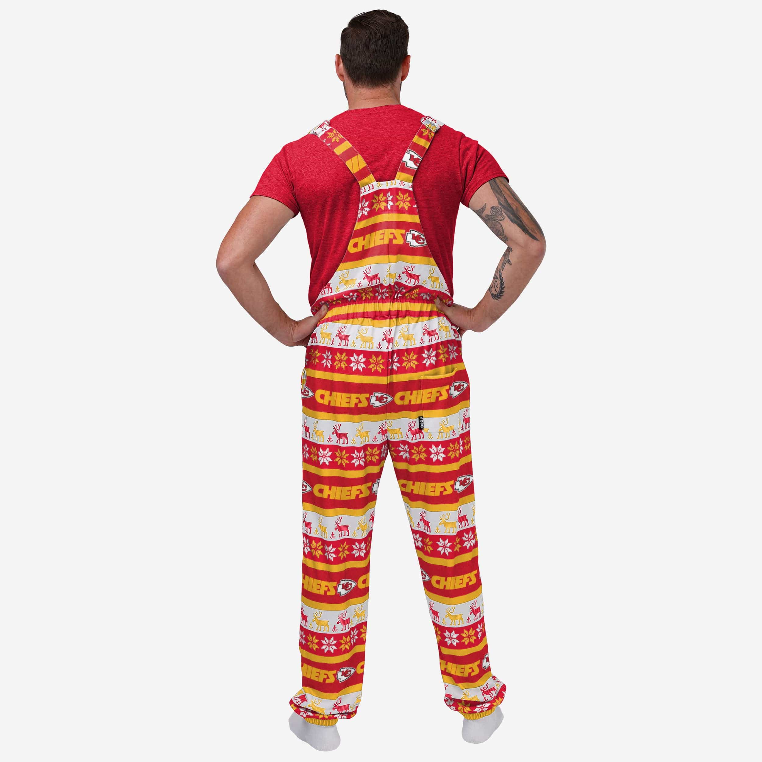 Kansas City Chiefs Mens Ugly Home Gating Bib Overalls - Image 2